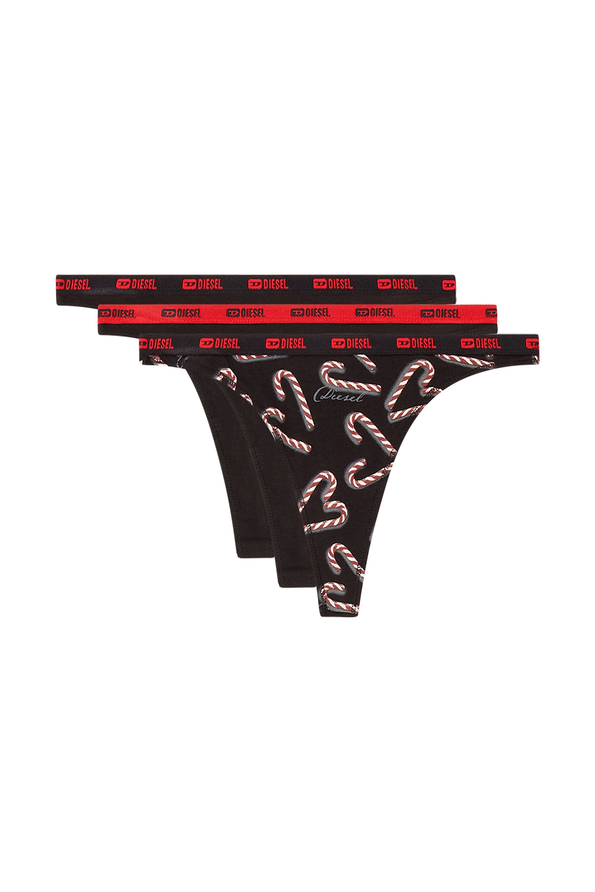 Diesel - STARS-UTLT-3PACK, Woman's Three-pack thongs with candy cane print in Black - 2