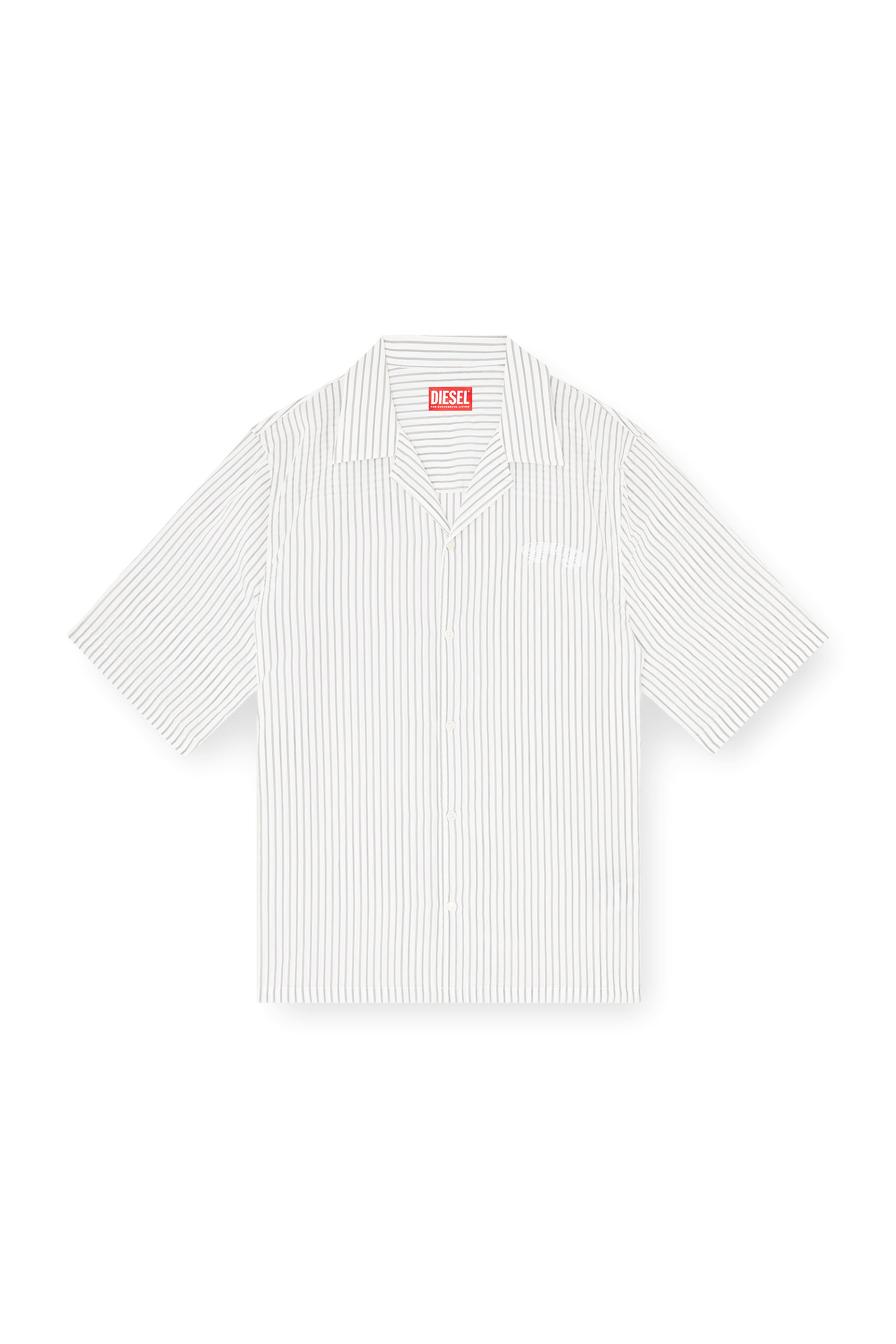 Diesel - S-MAC-EFBV, Man's Half-sleeve shirt in pinstripe modal in White/Grey - 3