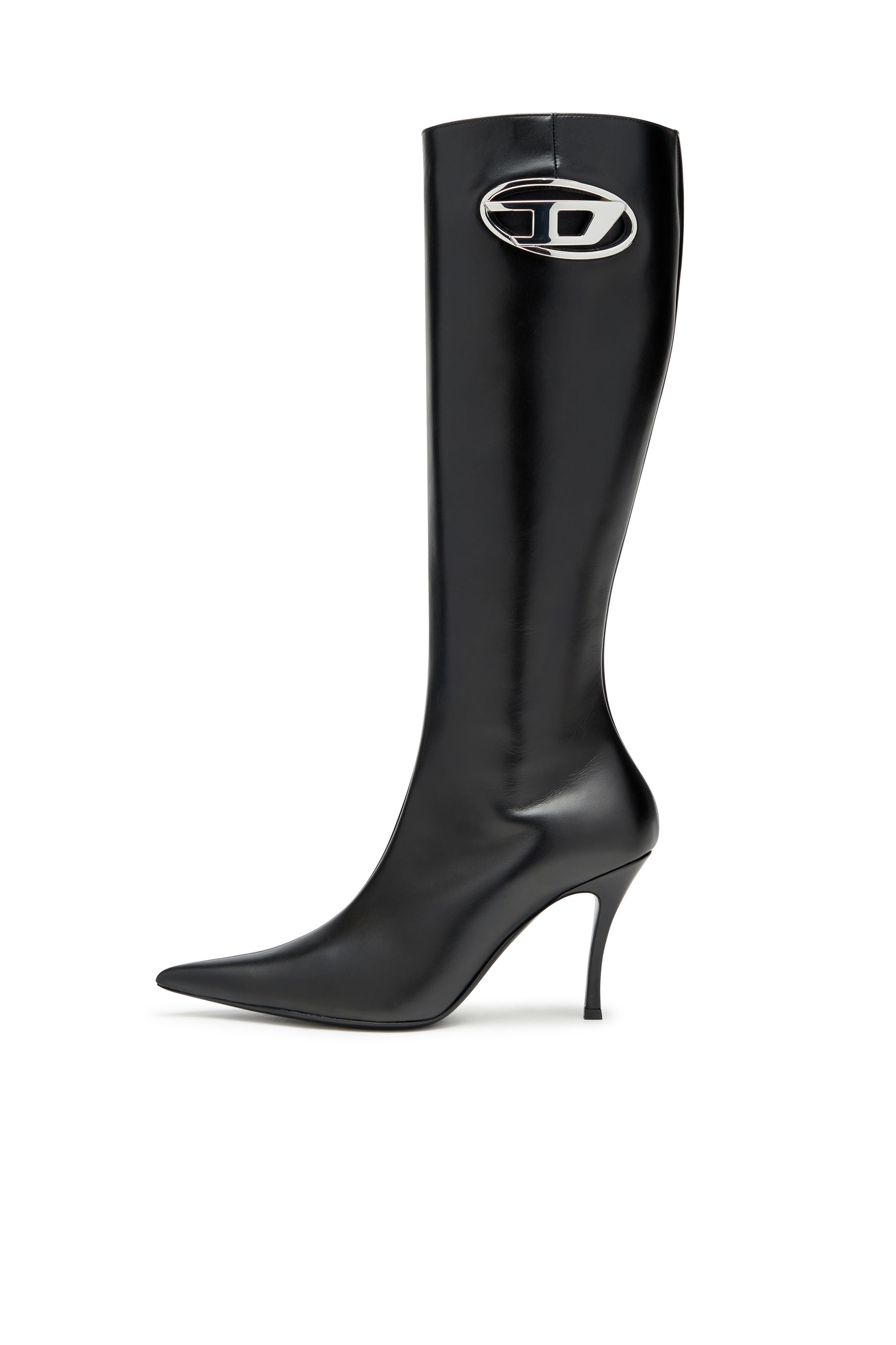 Diesel - D-VENUS HBT, Woman D-Venus-Leather boots with oval D plaque in Black - Image 7