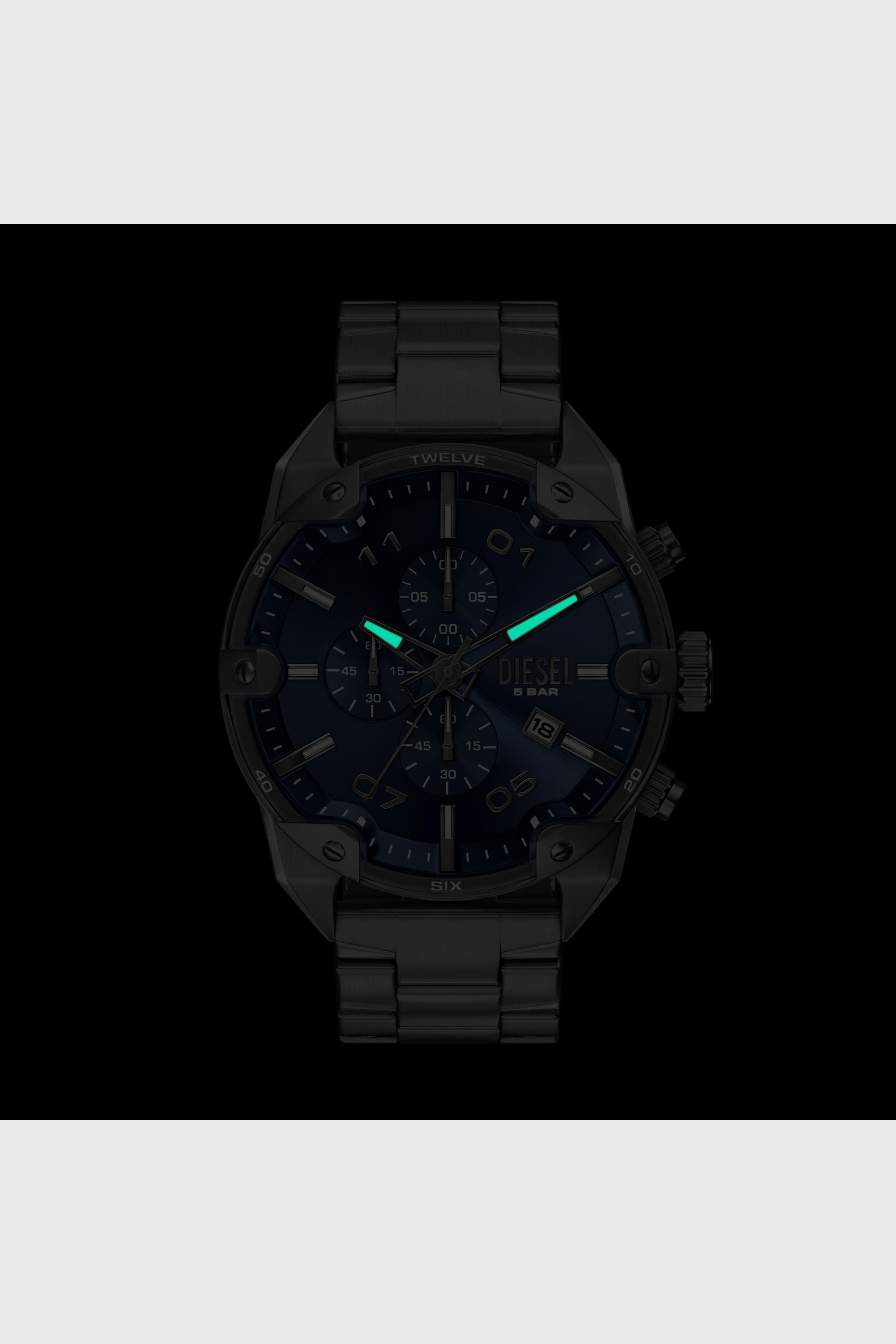 Diesel - DZ4724 WATCH, Man's Spiked gunmetal stainless steel watch in Dark grey - 6