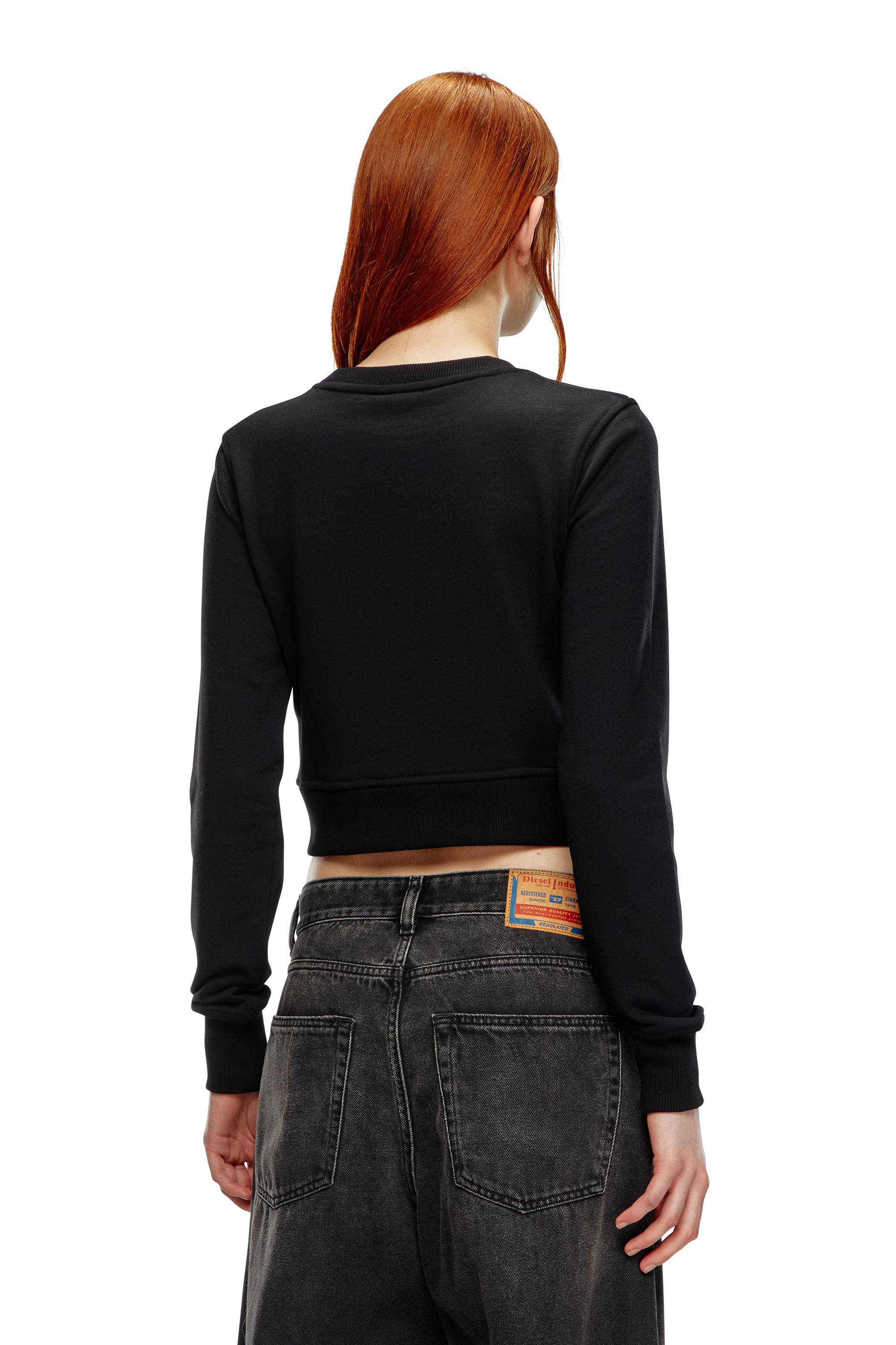 Diesel - F-SLIMMY-OD, Woman Cropped sweatshirt with cut-out logo in Black - Image 3