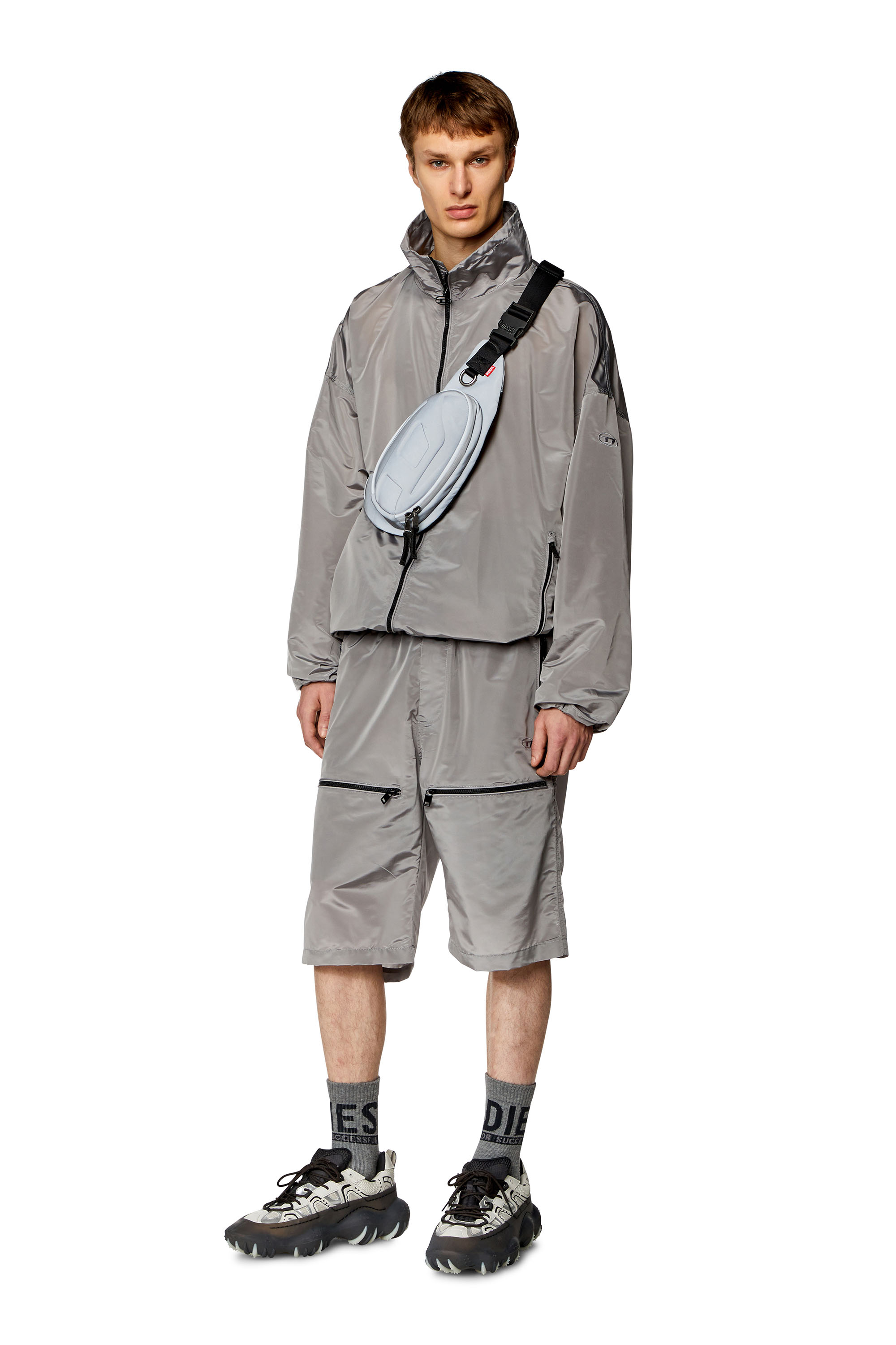 Diesel - P-MCKELL-SHORT, Man Cargo shorts in ciré nylon in Grey - Image 2