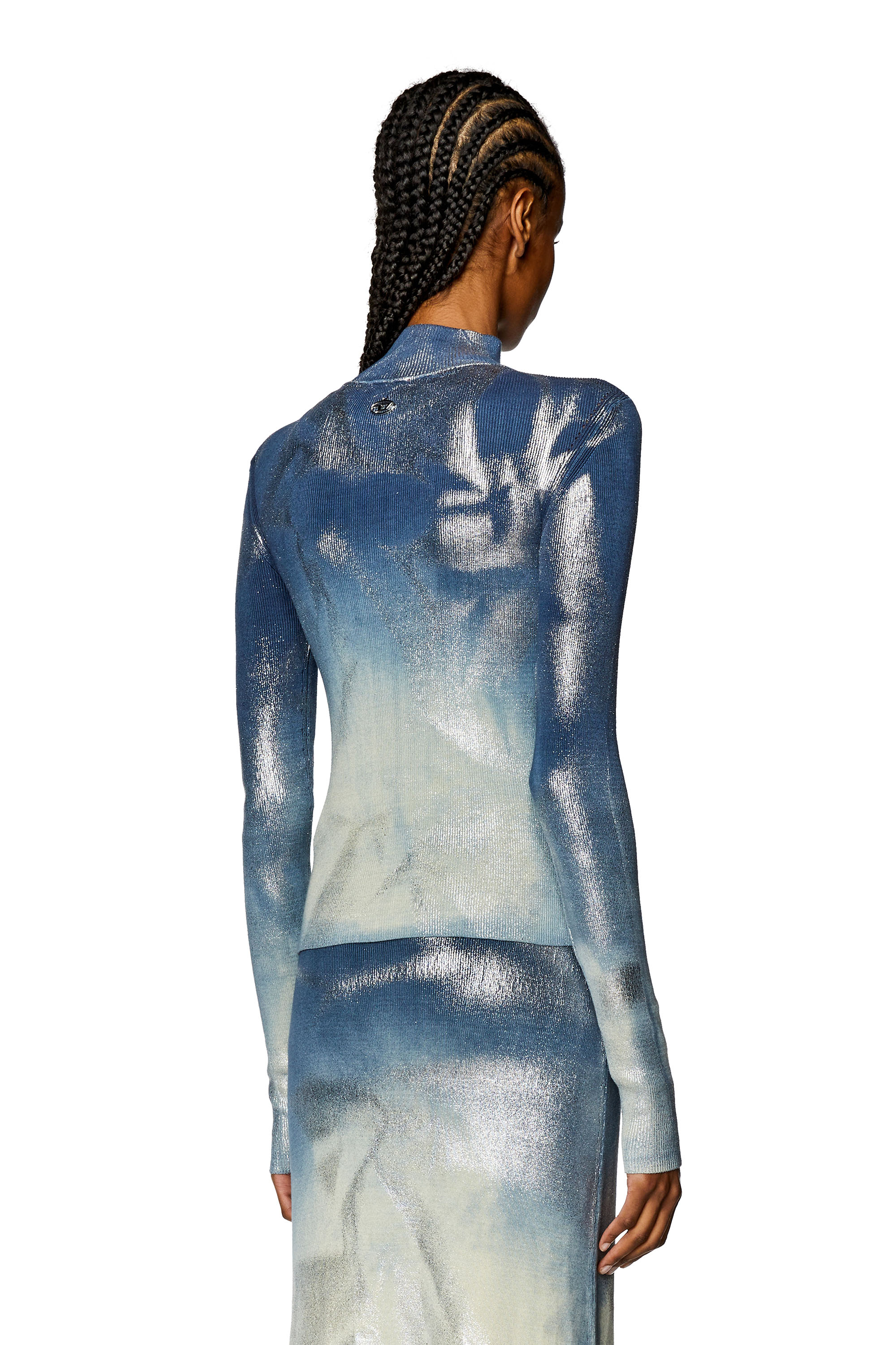 Diesel - M-ILEEN, Woman Knit top with metallic effects in Blue - Image 3