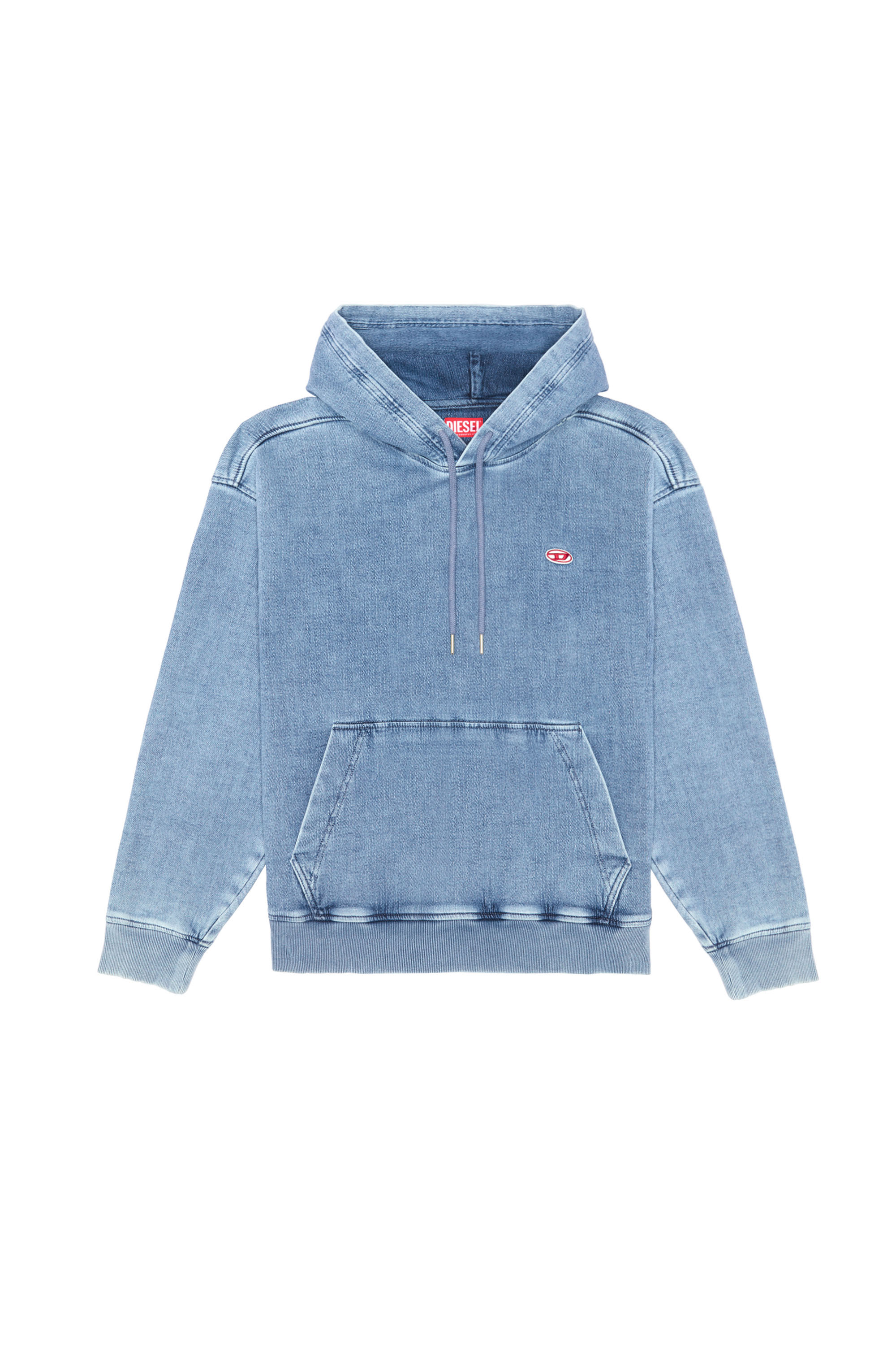 Diesel - D-UM-RIB TRACK DENIM HOODIE, Light Blue - Image 6