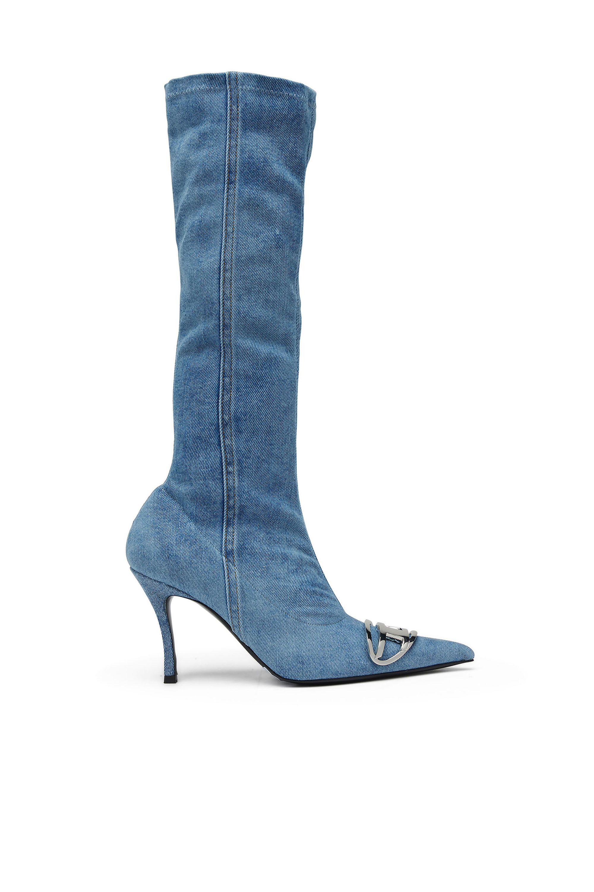 Diesel - D-VENUS KB D, Woman D-Venus-Knee boots in stretch denim in Blue - Image 1