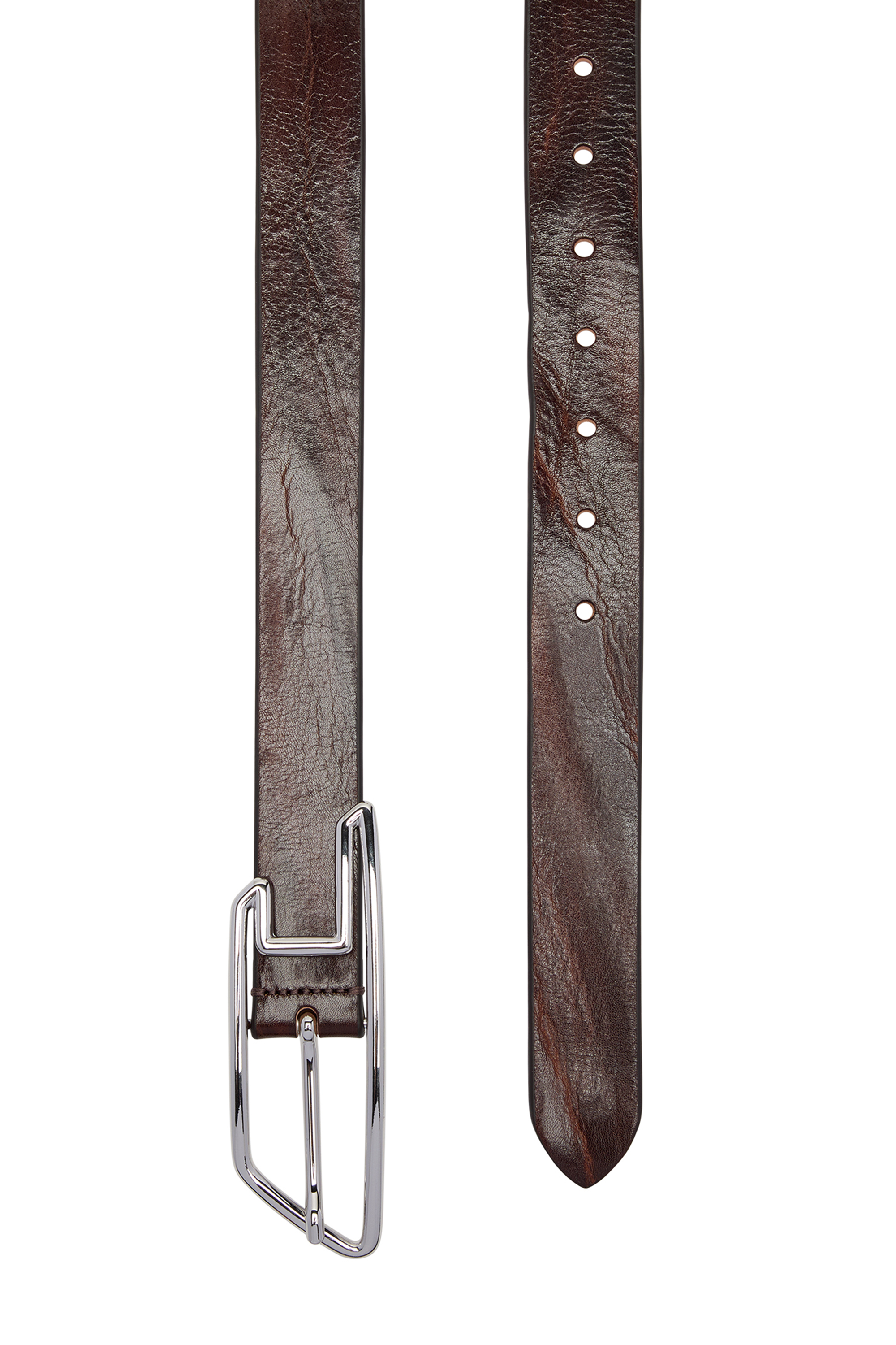 Diesel - B-D LINE 30, Unisex's 3cm waxed-leather belt with D-logo buckle in Brown - 3