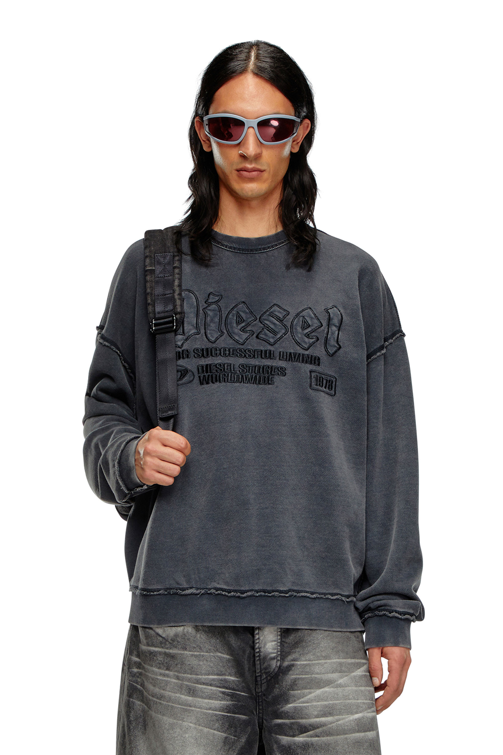 Diesel - S-BOXT-RAW, Man Sweatshirt with logo embroidery in Black - Image 1