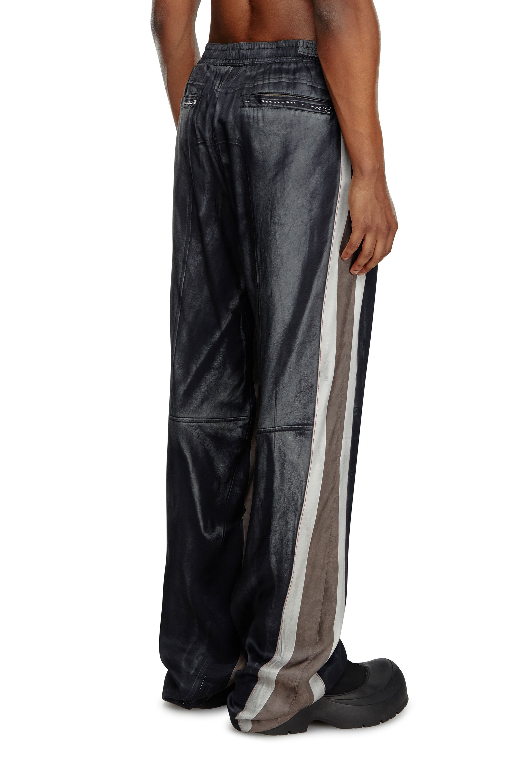 Diesel - P-AFTER, Man Viscose pants with leather-effect print in Black - Image 4