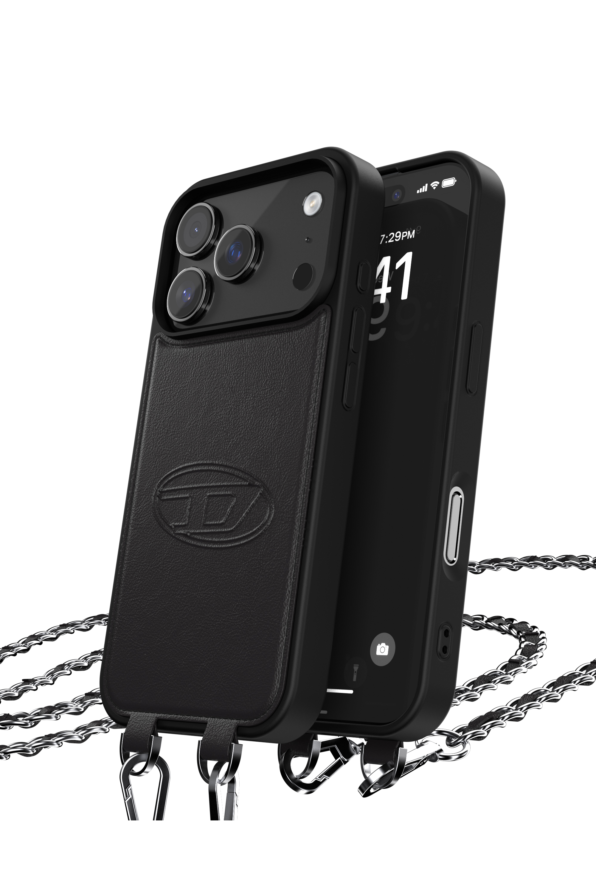 Diesel - 60662 MOULDED CASE, Unisex's Oval D case with wrist strap and MagSafe for iPhone 17 Pro in Black - 3