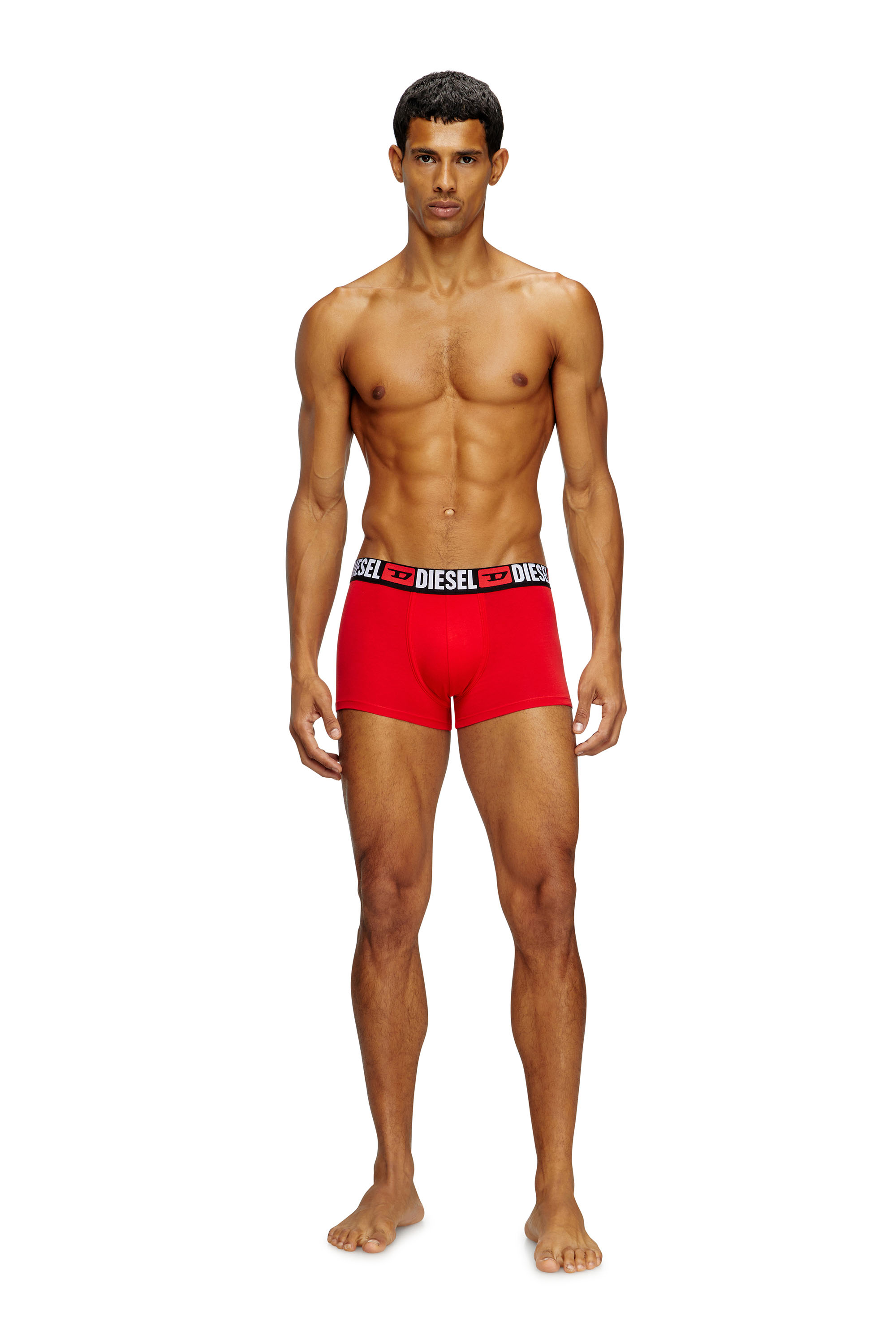 Diesel - UMBX-DAMIENTHREEPACK, Man's Three-pack of all-over logo waist boxers in Red/Grey - 3