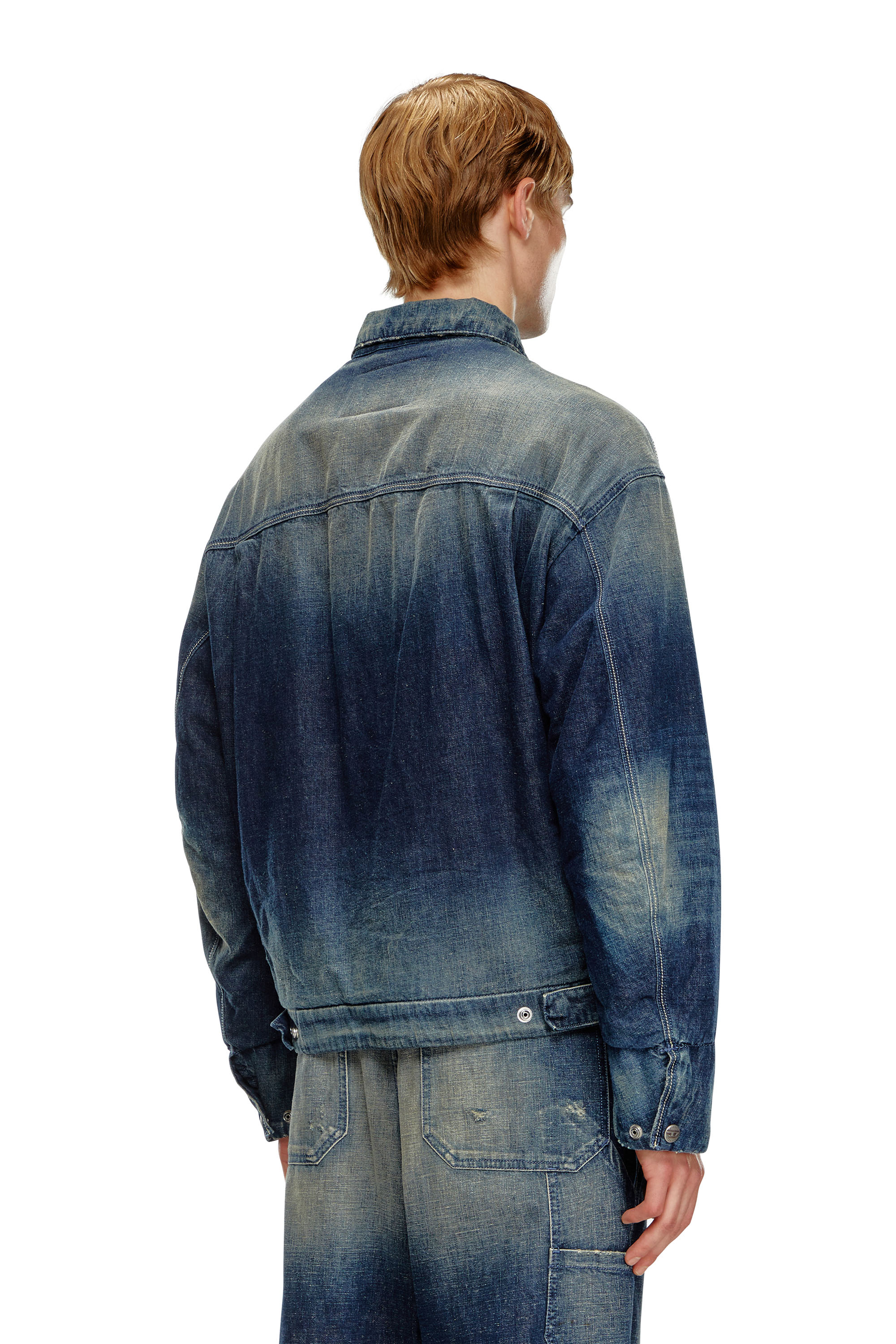 Diesel - D-STACK, Man Padded jacket in utility-style denim in Blue - Image 4