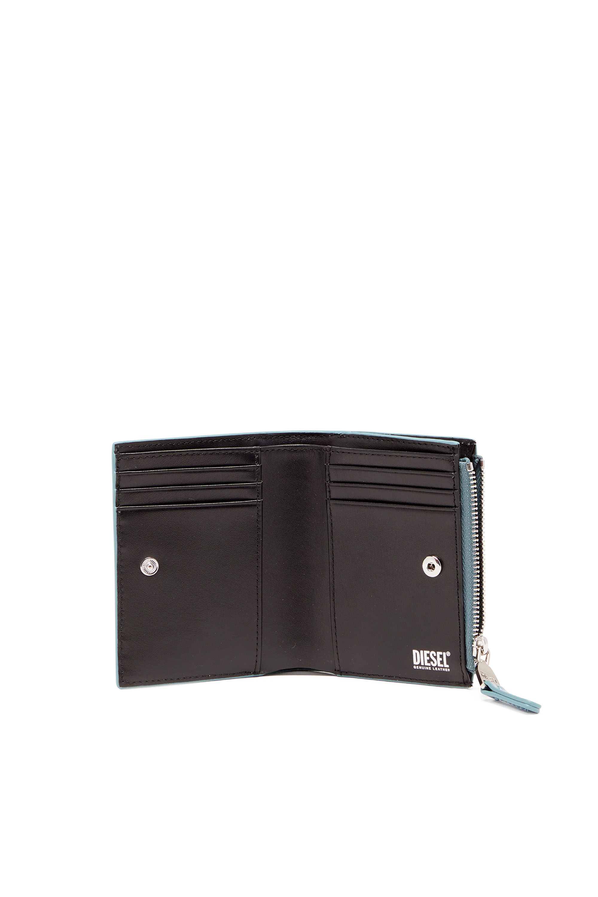 Diesel - 1DR BI-FOLD ZIP II, Woman Small wallet in mirror leather in Blue - Image 3