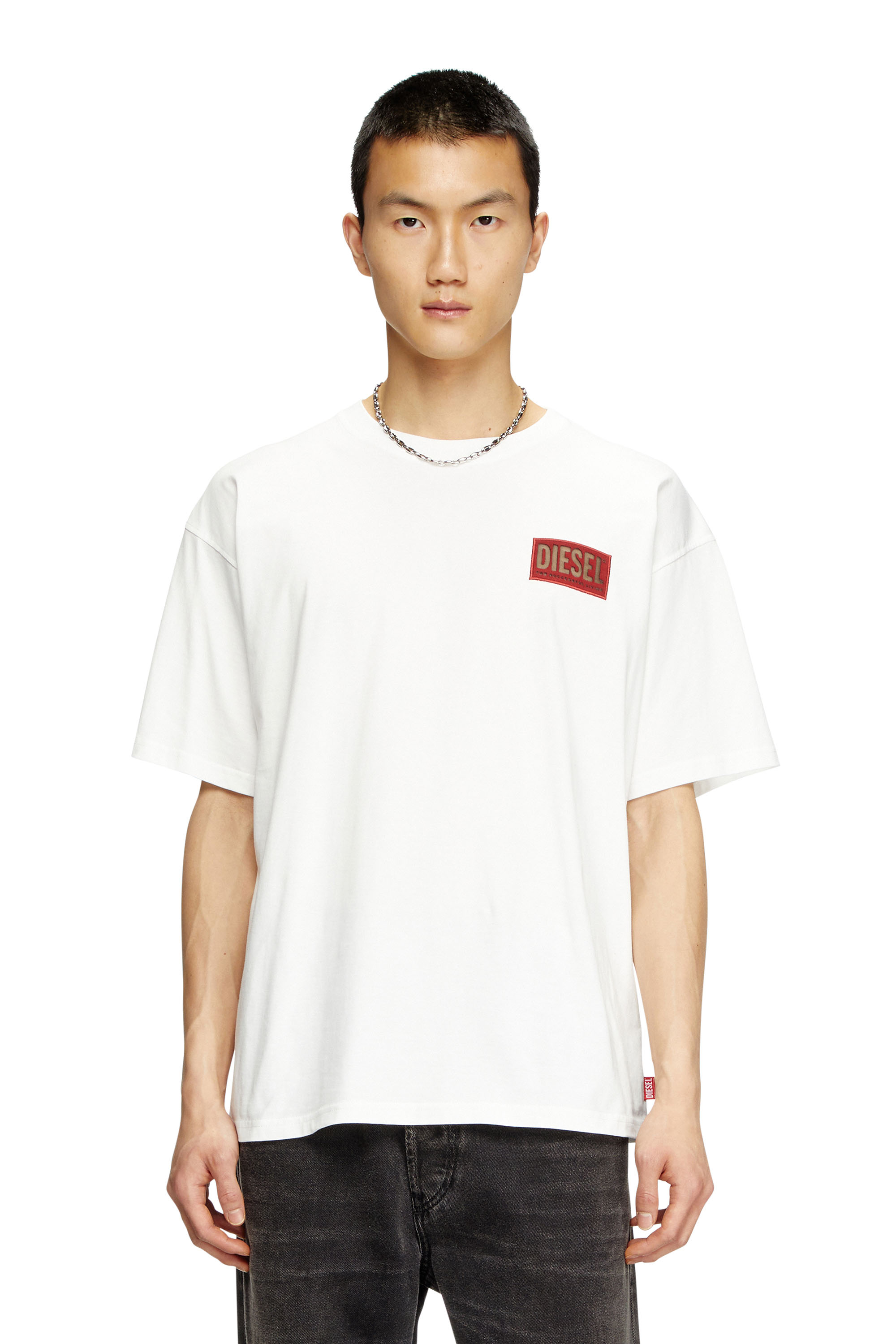 Diesel - T-BOXT-R31, Man's T-shirt with logo patch in White - 3