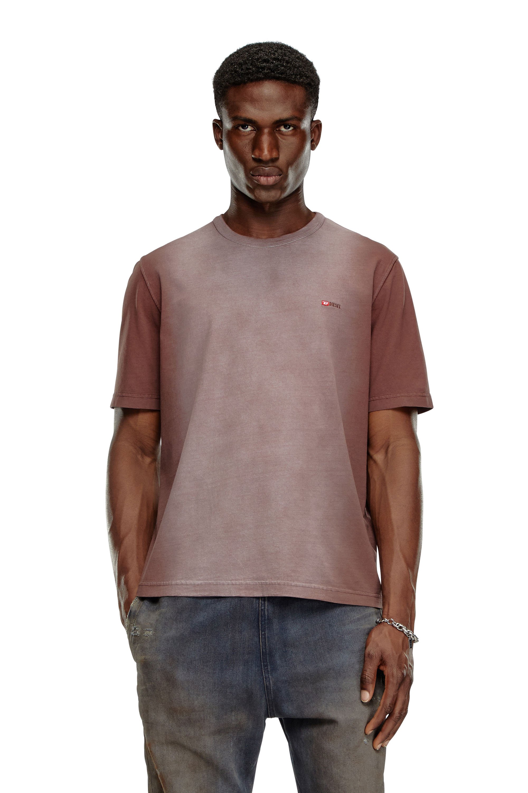 Diesel - T-ADJUST-Q2, Man T-shirt in sprayed cotton jersey in Brown - Image 1
