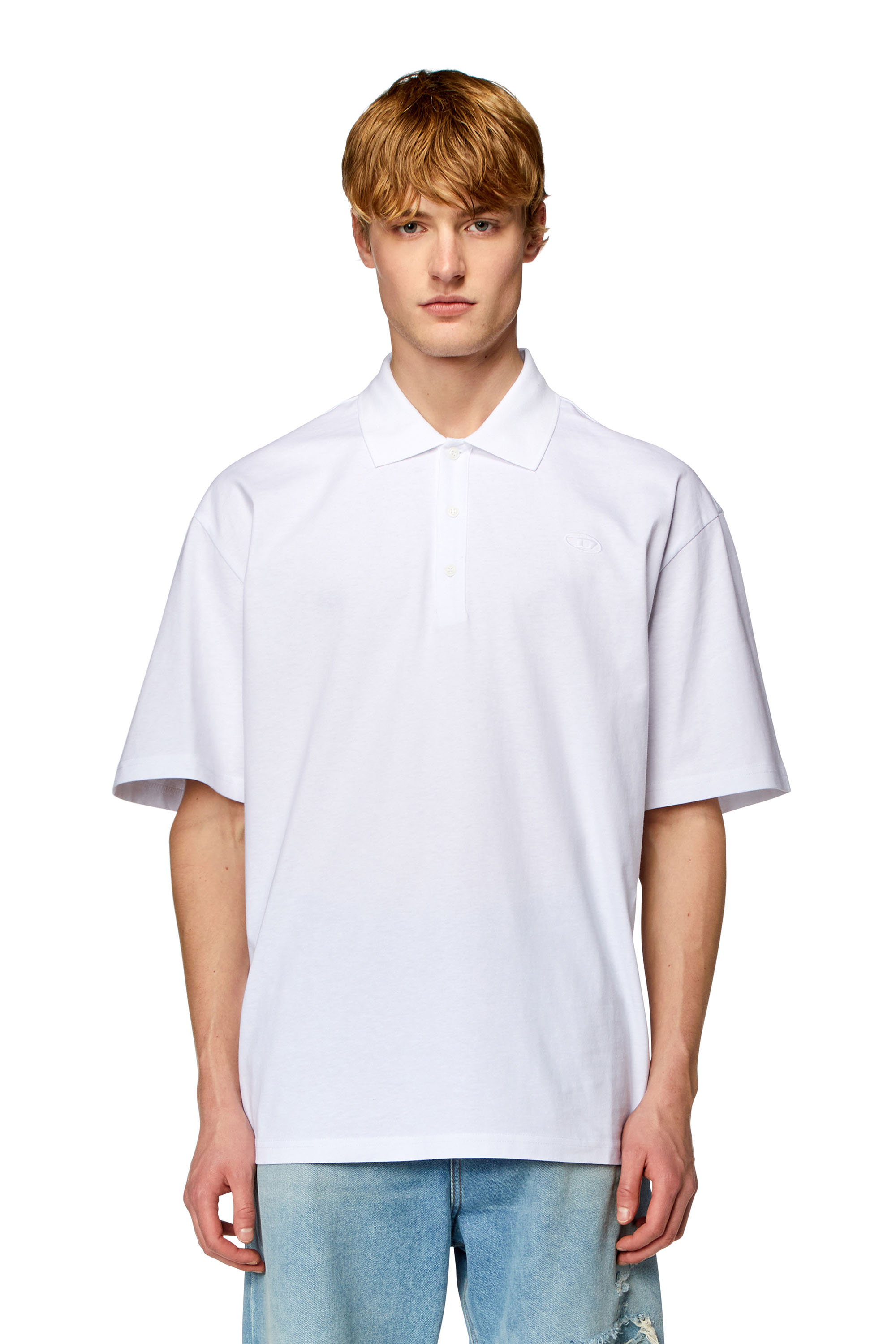 Diesel - T-VORT-MEGOVAL-D, Man Polo shirt with maxi oval D embroidery in White - Image 2