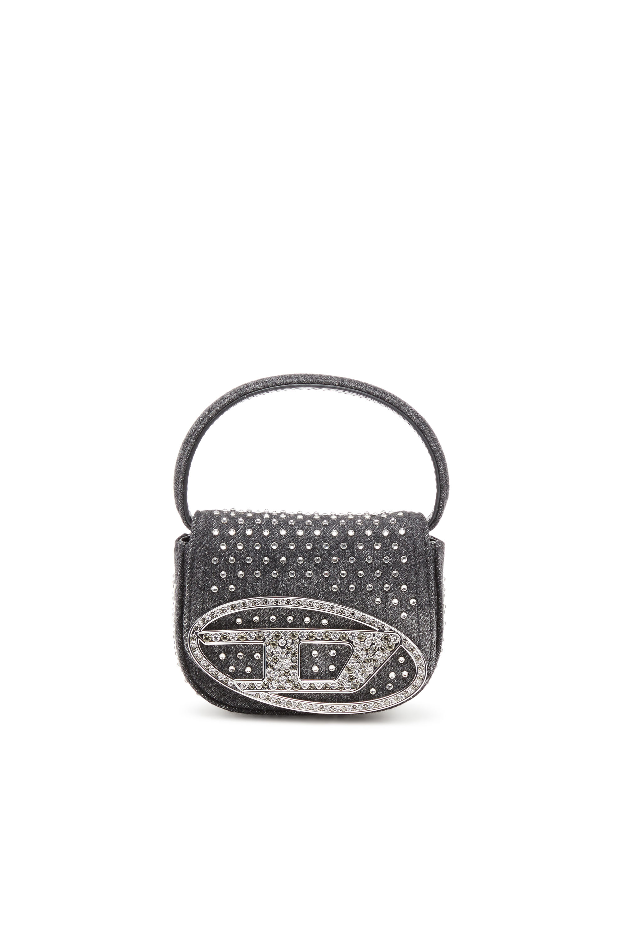 Diesel - 1DR XS, Woman 1DR Xs-Iconic mini bag in denim and crystals in Black - Image 1