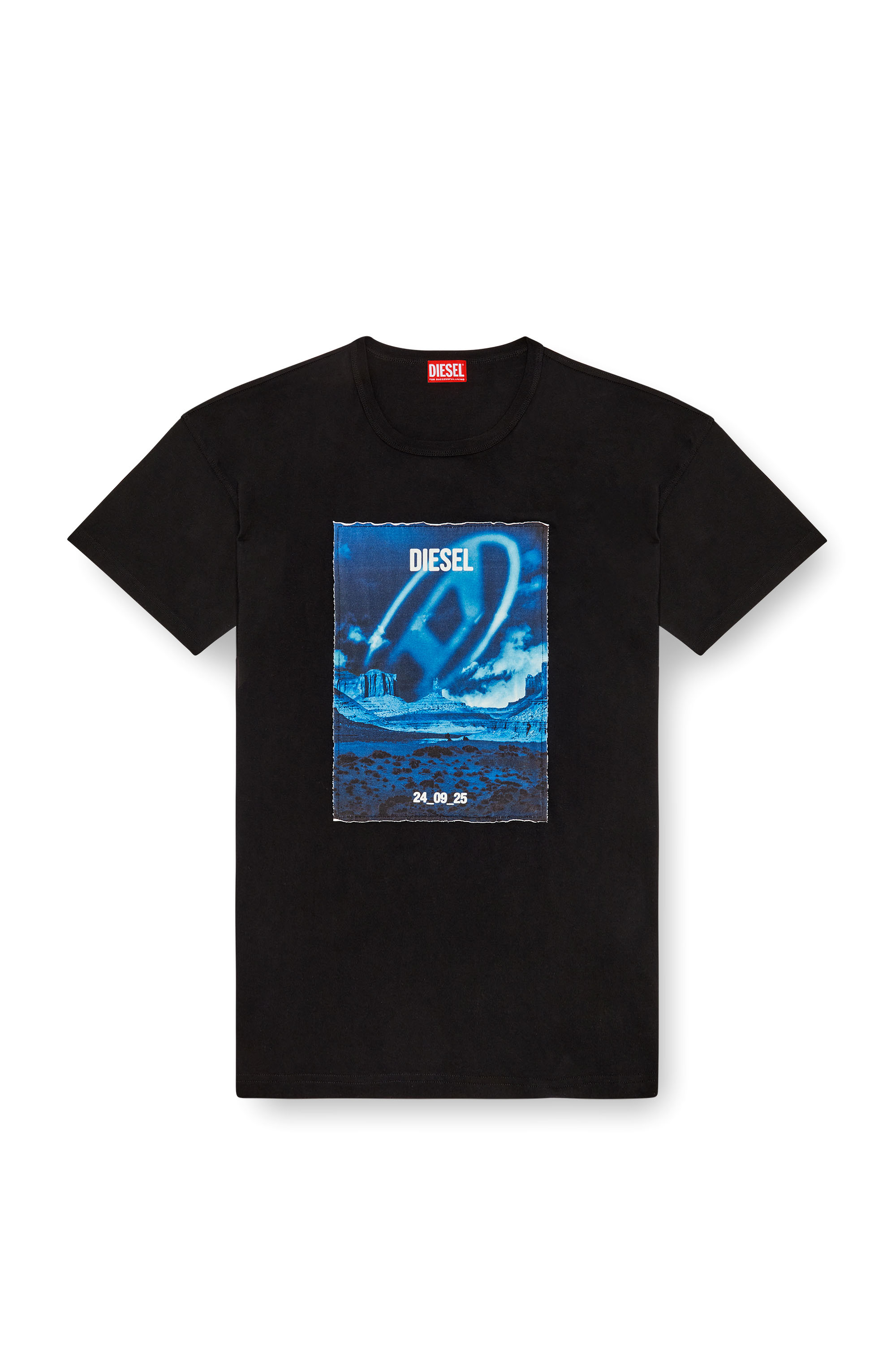 Diesel - T-BOXT-Q16, Man Long-sleeve T-shirt with printed patch in Black - Image 3