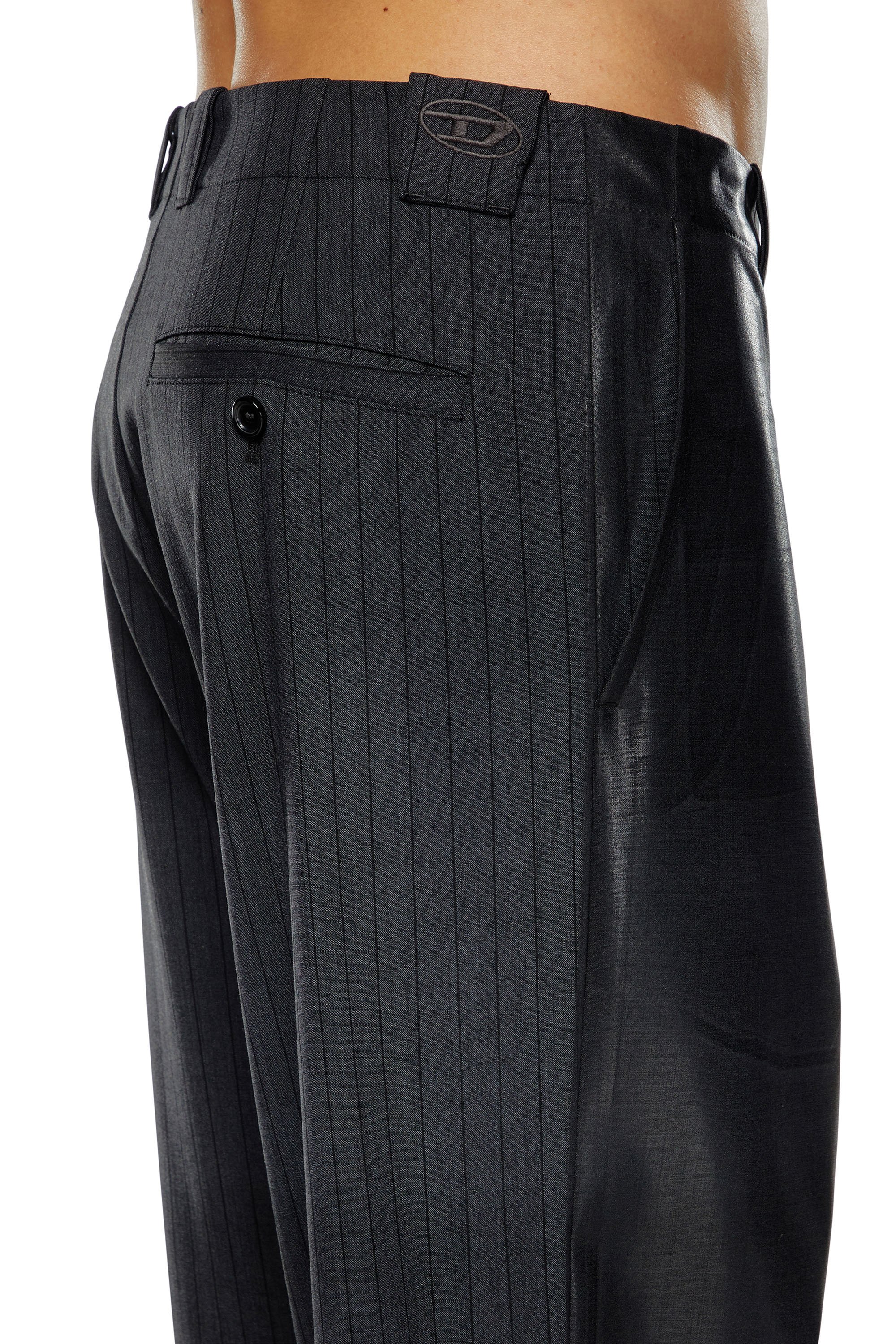 Diesel - P-STANLEY, Man Pinstripe pants with coated front in Black - Image 4