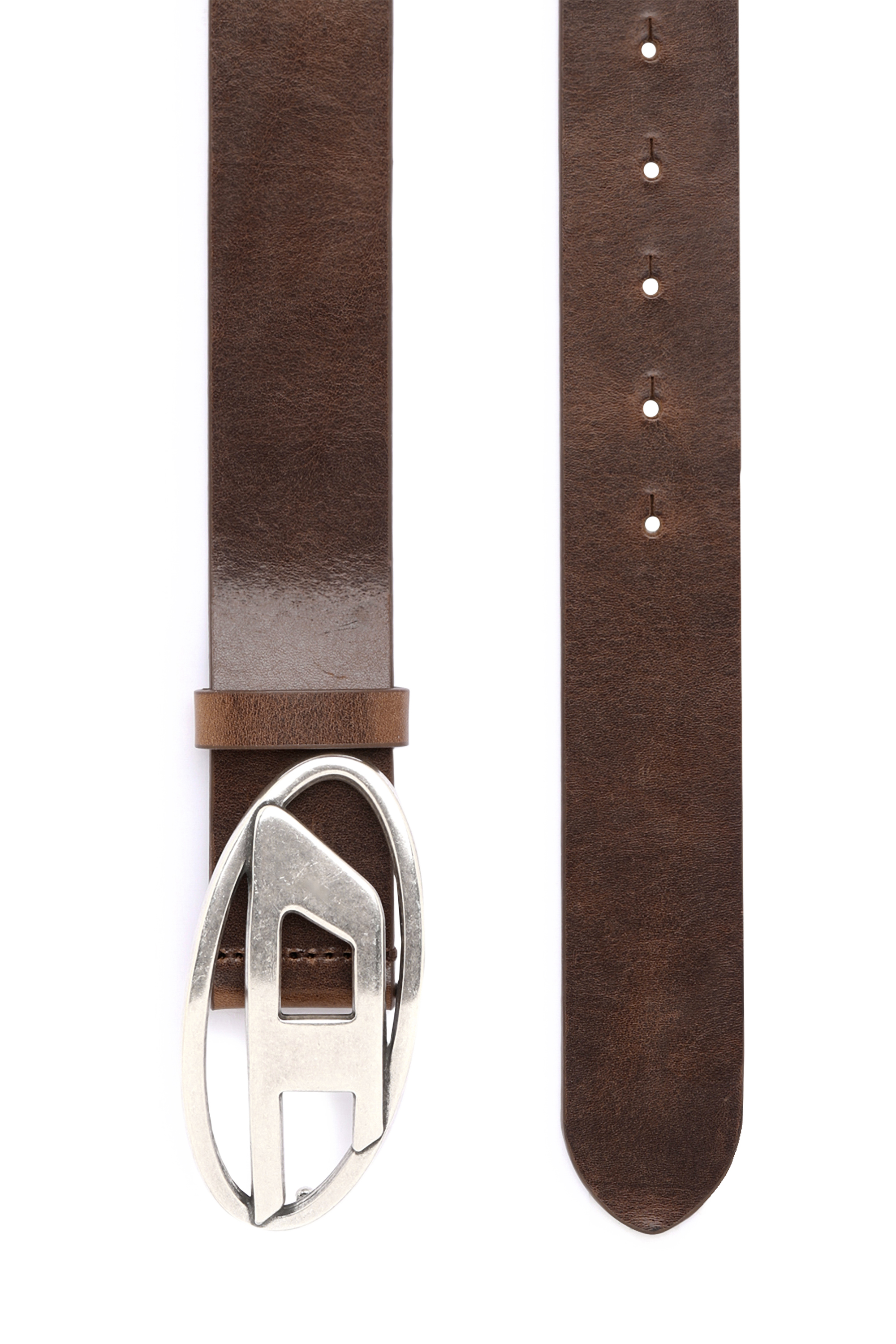 Diesel - B-1DR, Man Leather belt with D buckle in Brown - Image 2