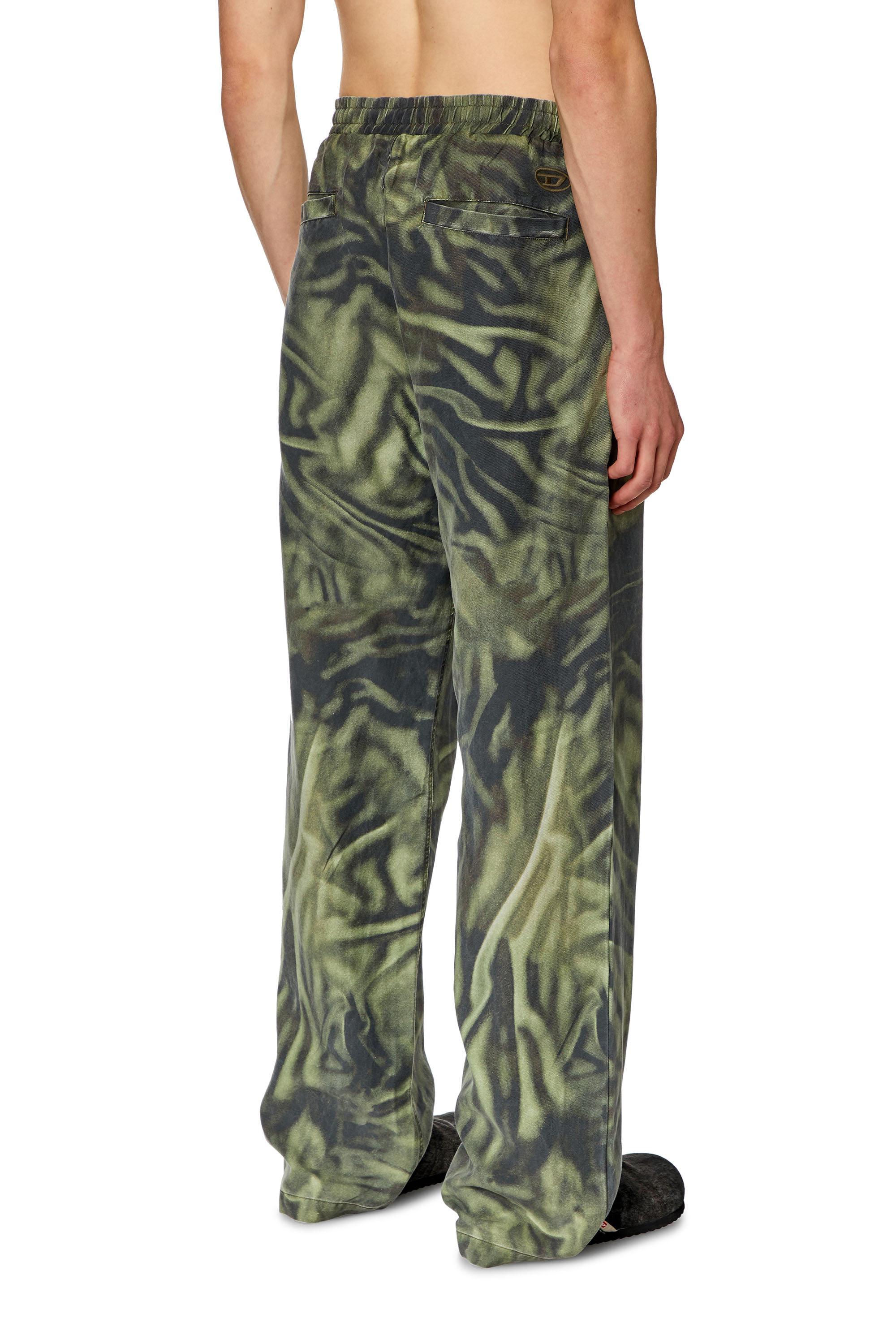 Diesel - P-GOLD-ZEBRA, Man Twill pants with zebra-camo print in Green - Image 4