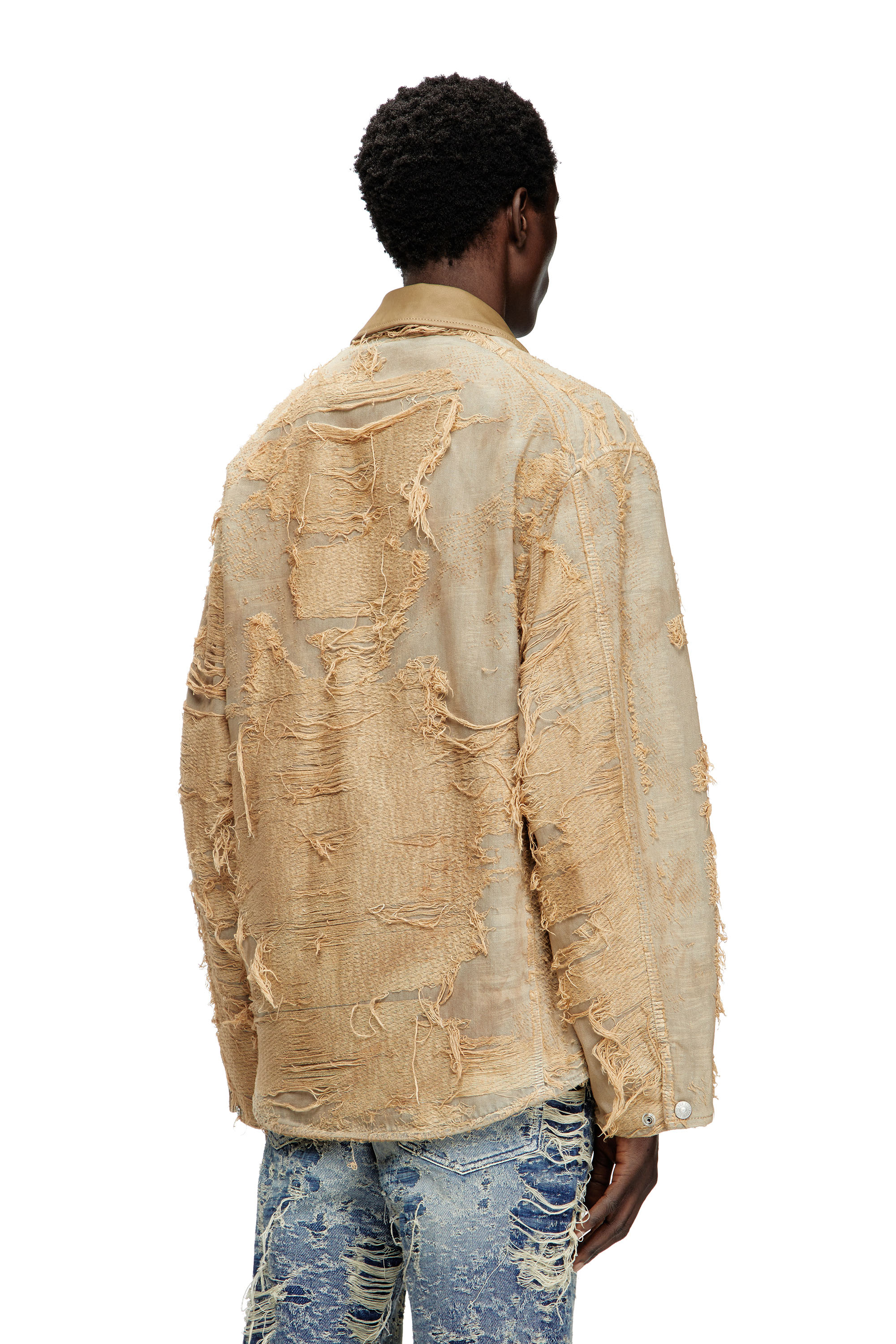 Diesel - D-IVAR-FSG, Man's Jacket in overdyed floating-thread denim in Light Brown - 4