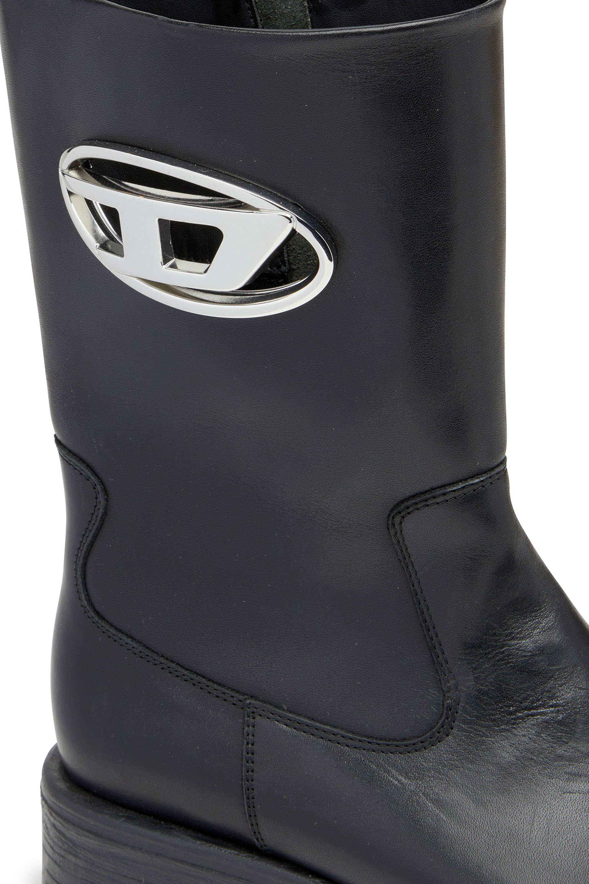 Diesel - D-HAMMER BKR D W, Woman's D-Hammer-Cut-out leather boots with logo hardware in Black - 6