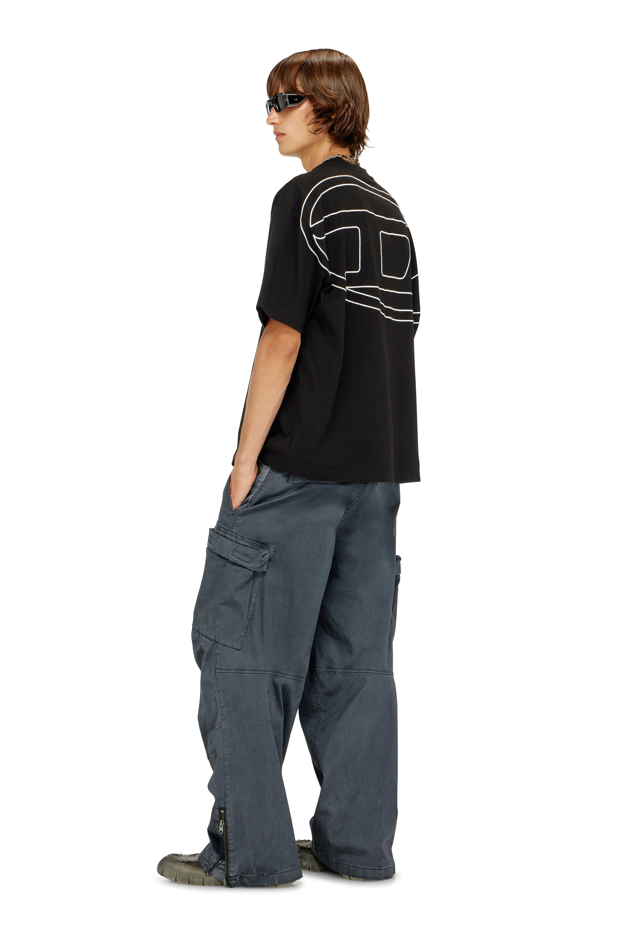 Diesel - T-BOGGY-MEGOVAL-D, Man's T-shirt with maxi oval D embroidery in Black - 2