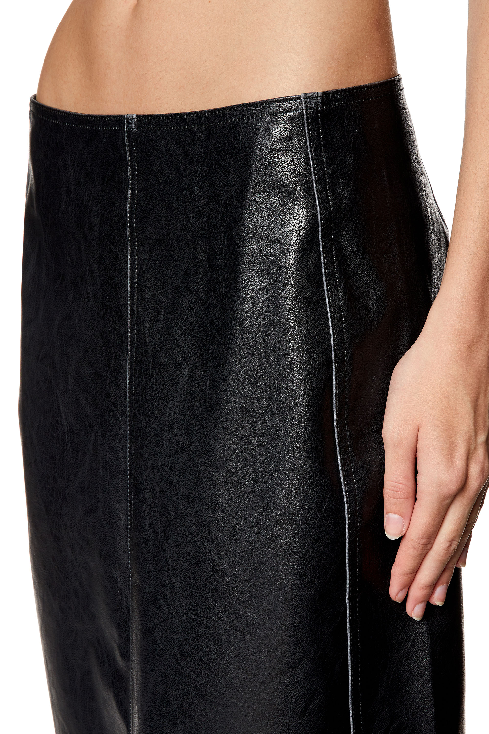Diesel - O-TATEN, Woman Midi skirt in supple technical fabric in Black - Image 5