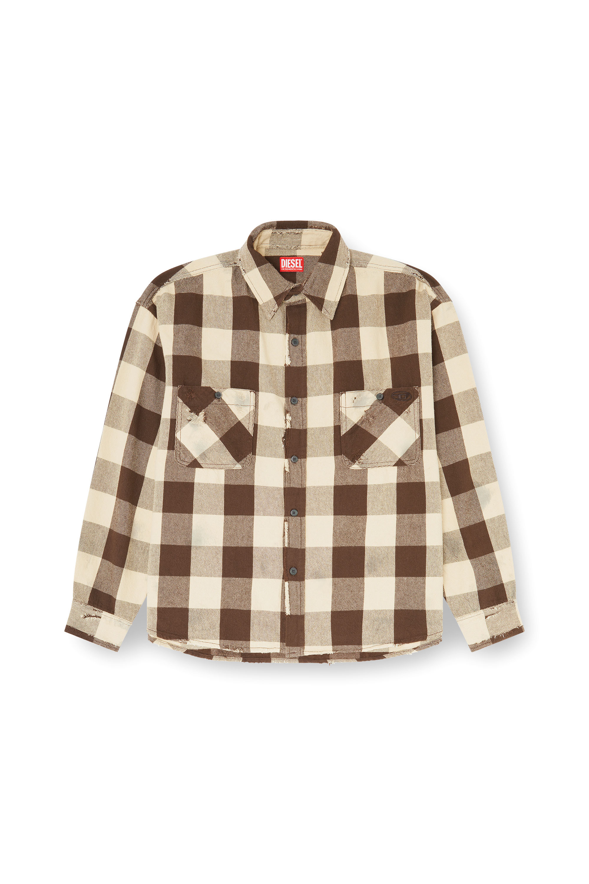Diesel - S-DRUM, Man's Check flannel shirt with distressed effect in null - 3