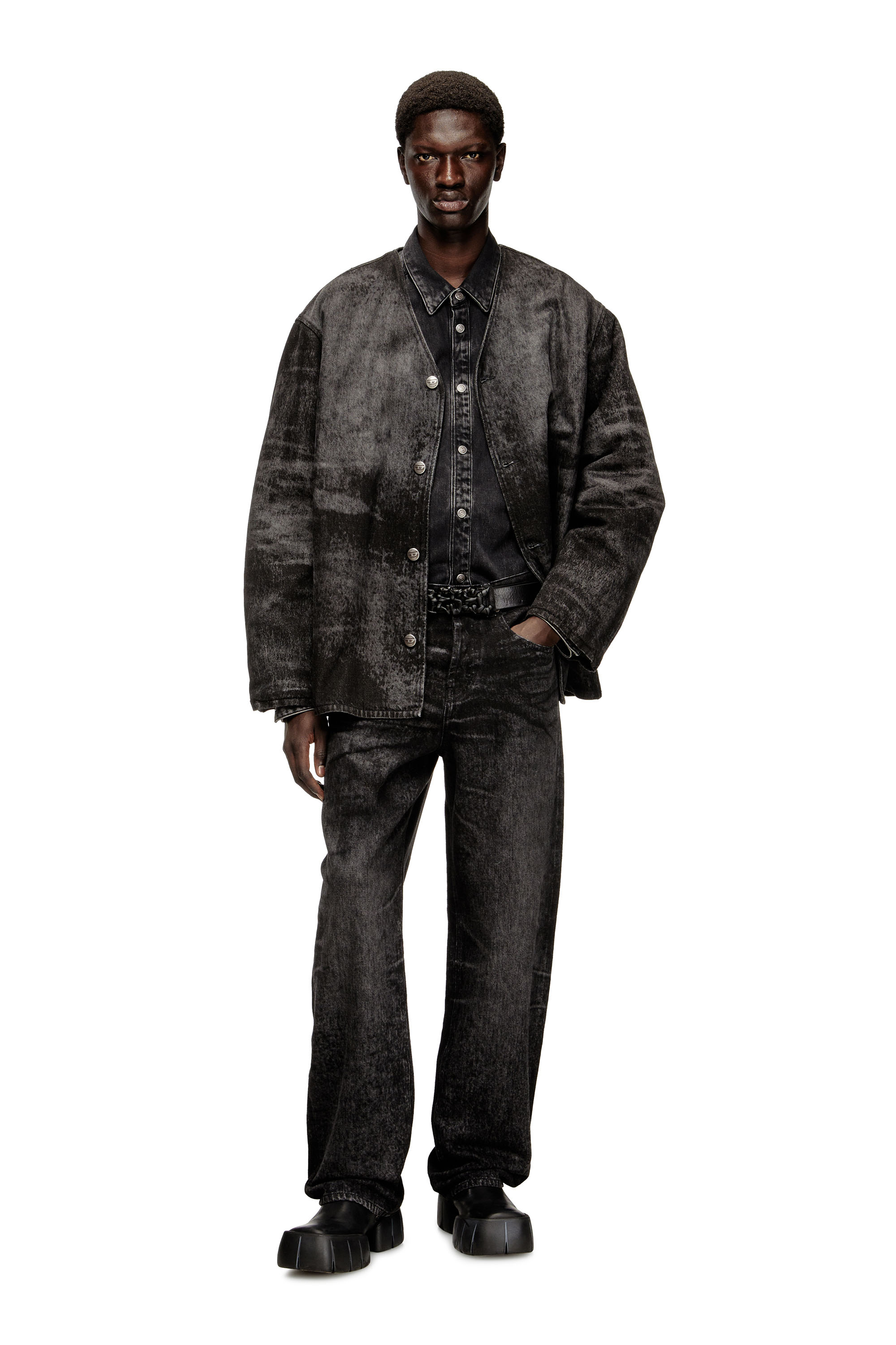 Relaxed Jeans 2001 D-Macro 007DB, Black/Dark grey Diesel - Man's Relaxed Jeans 2001 D-Macro 007DB, Black/Dark grey - 1