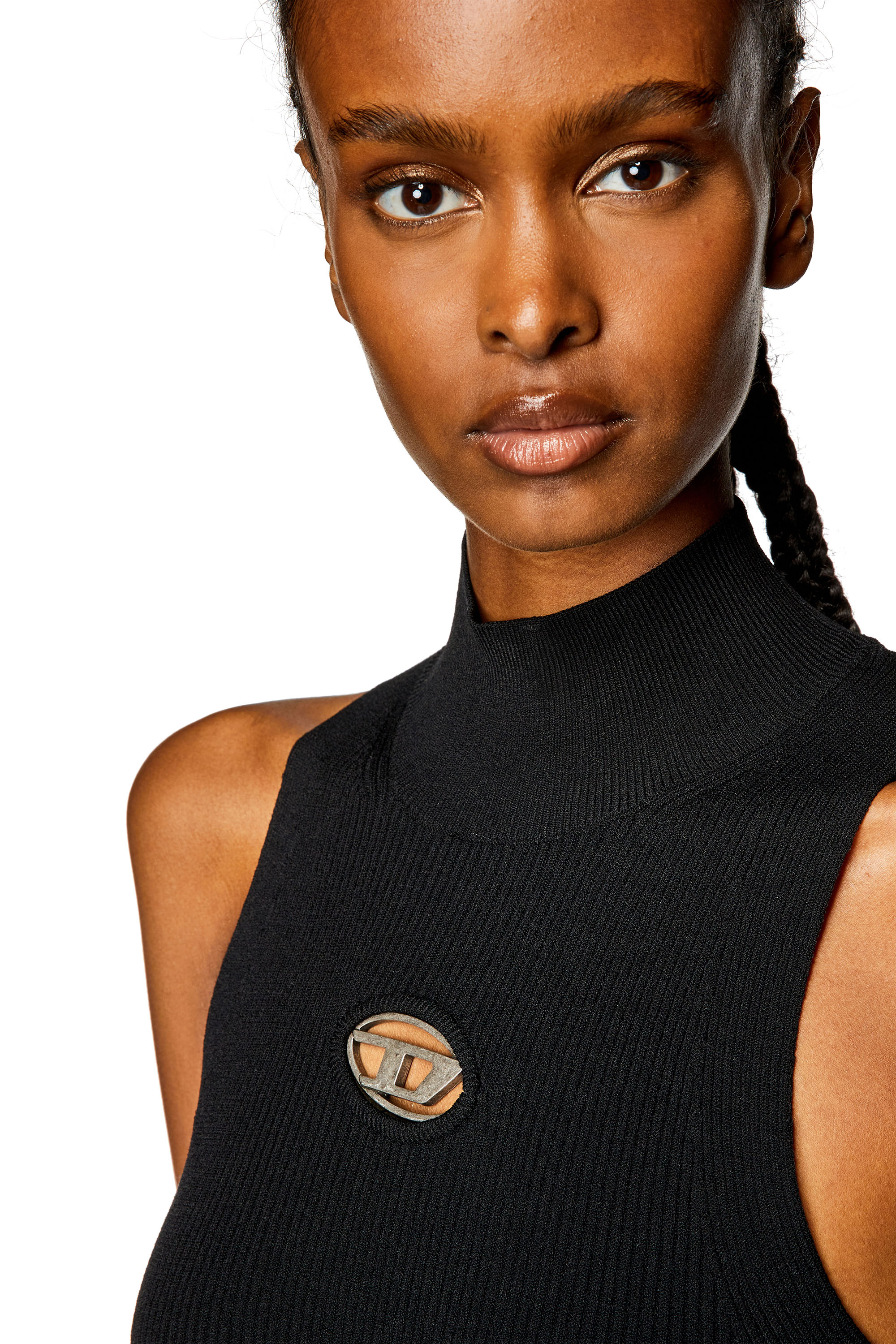 Diesel - M-ONERVAX, Woman Short turtleneck dress in ribbed knit in Black - Image 4