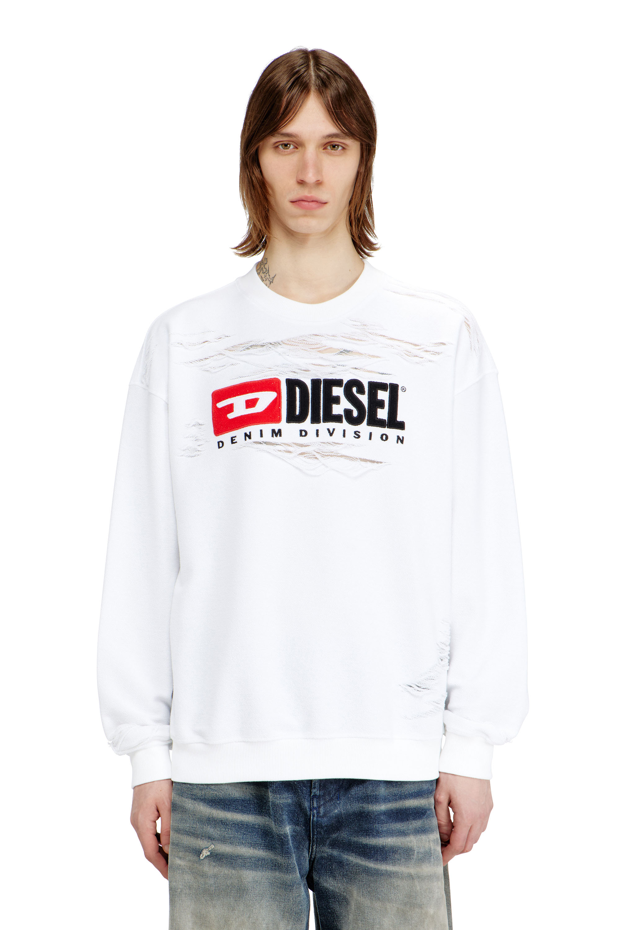 Diesel - S-BOXT-V1, Man's Sweatshirt with devor&egrave;e floating threads in null - 1