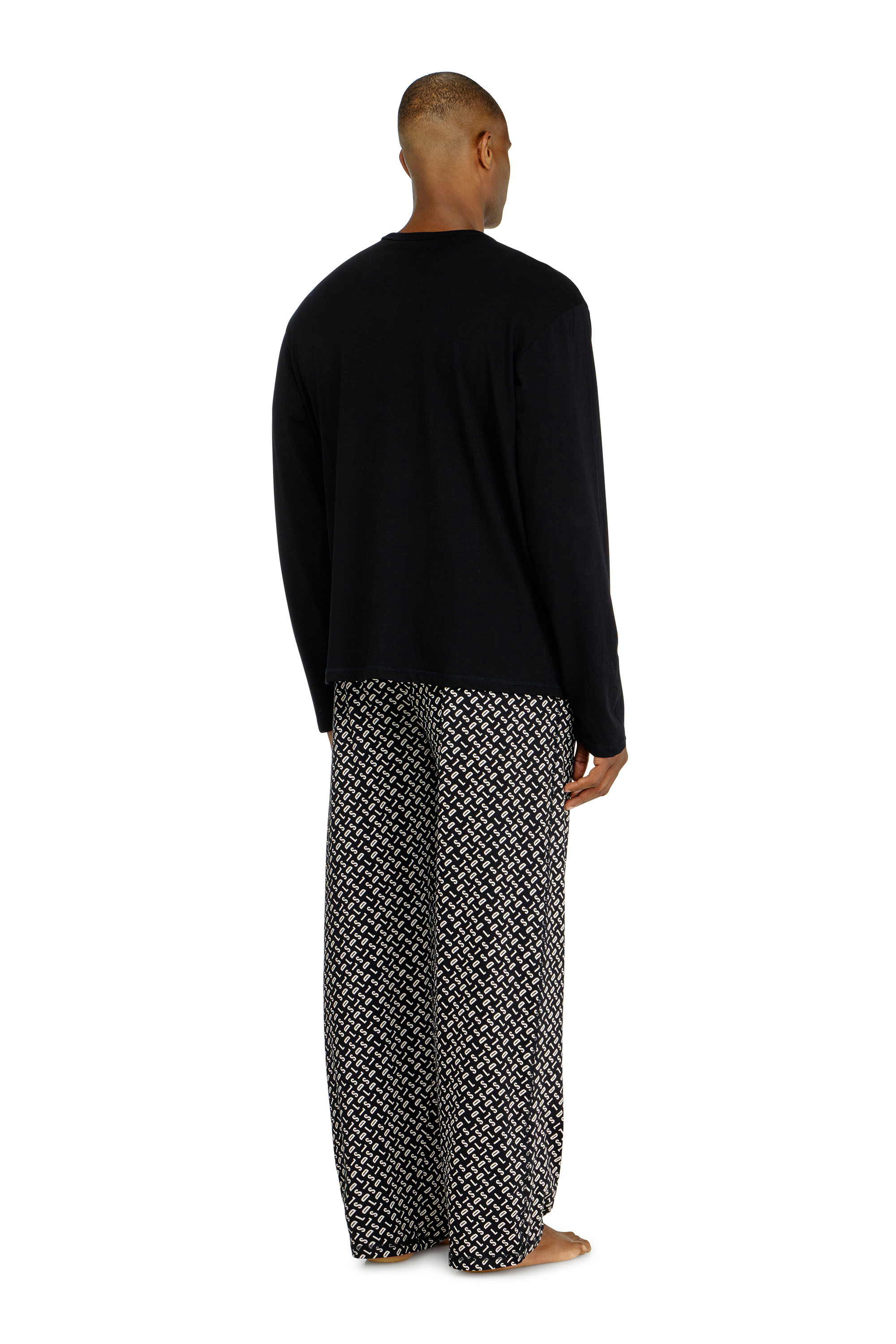 Diesel - SET-NOLAN-D-BOX, Man's Pyjama set in cotton with printed bottoms in Black/White - 2