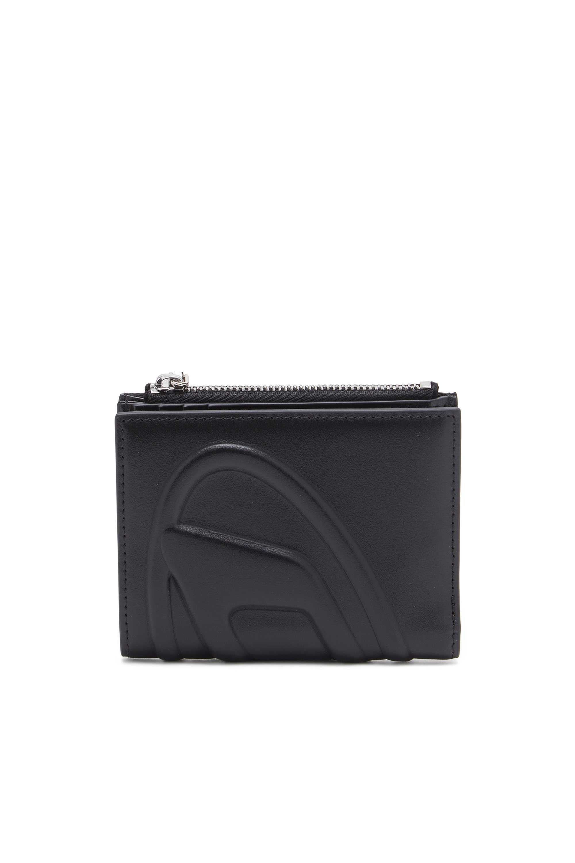 Diesel - 1DR-FOLD BI-FOLD ZIP II, Woman Small leather wallet with embossed logo in Black - Image 1