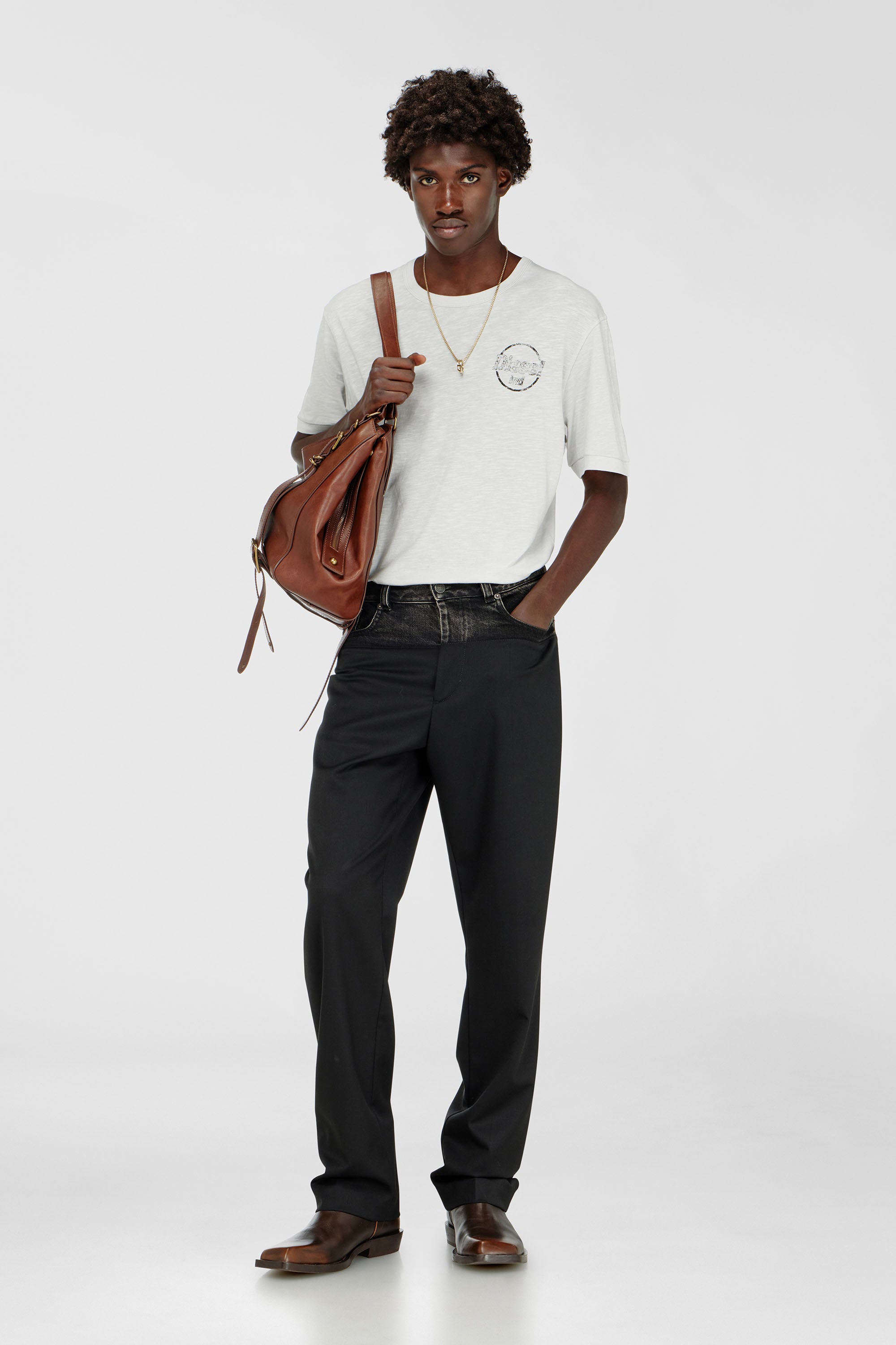 Diesel - T-ADJUST-B11, Man's T-shirt in slub jersey with crack print in null - 2