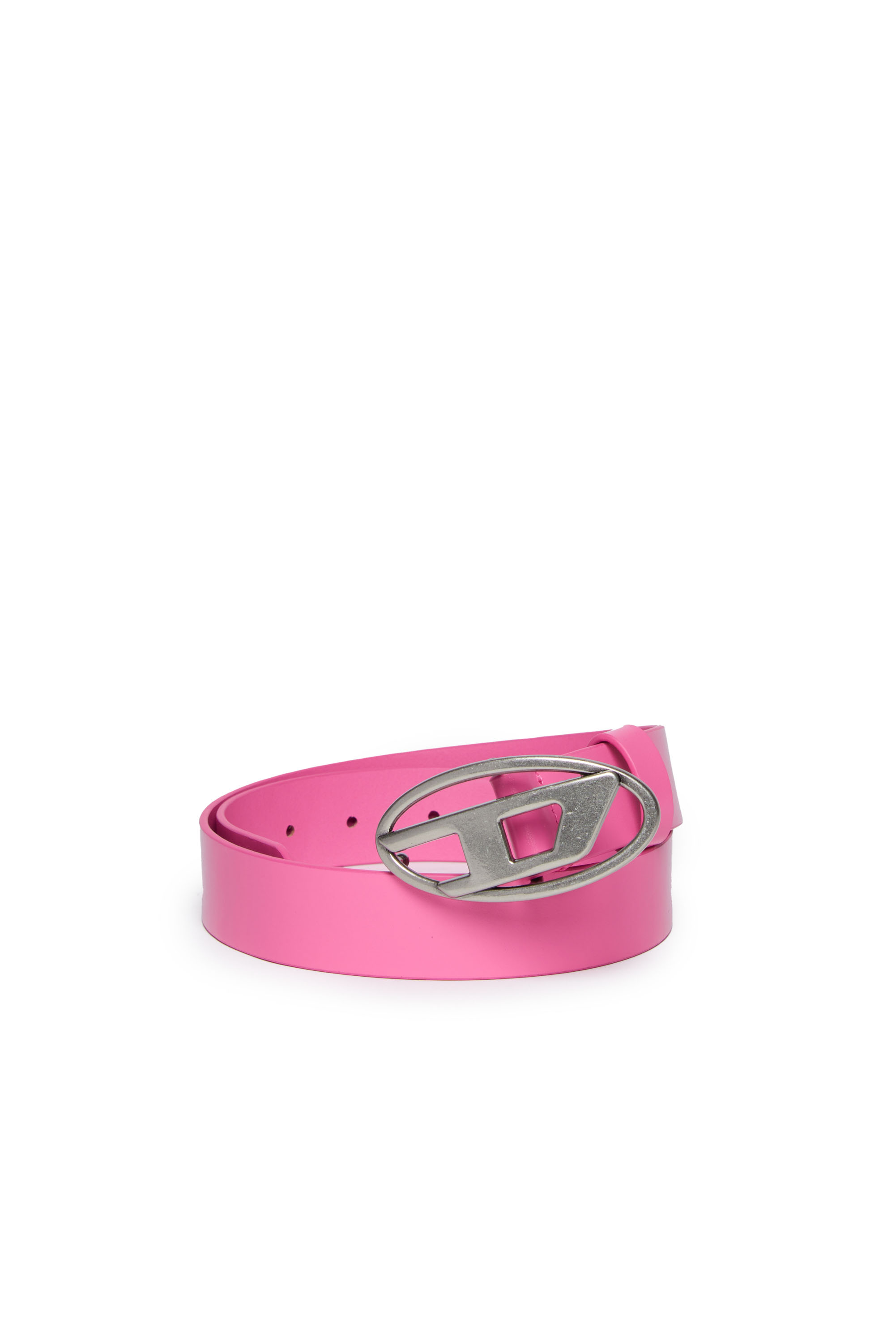 Diesel - B1DR, Unisex Leather belt with Oval D buckle in Pink - Image 2