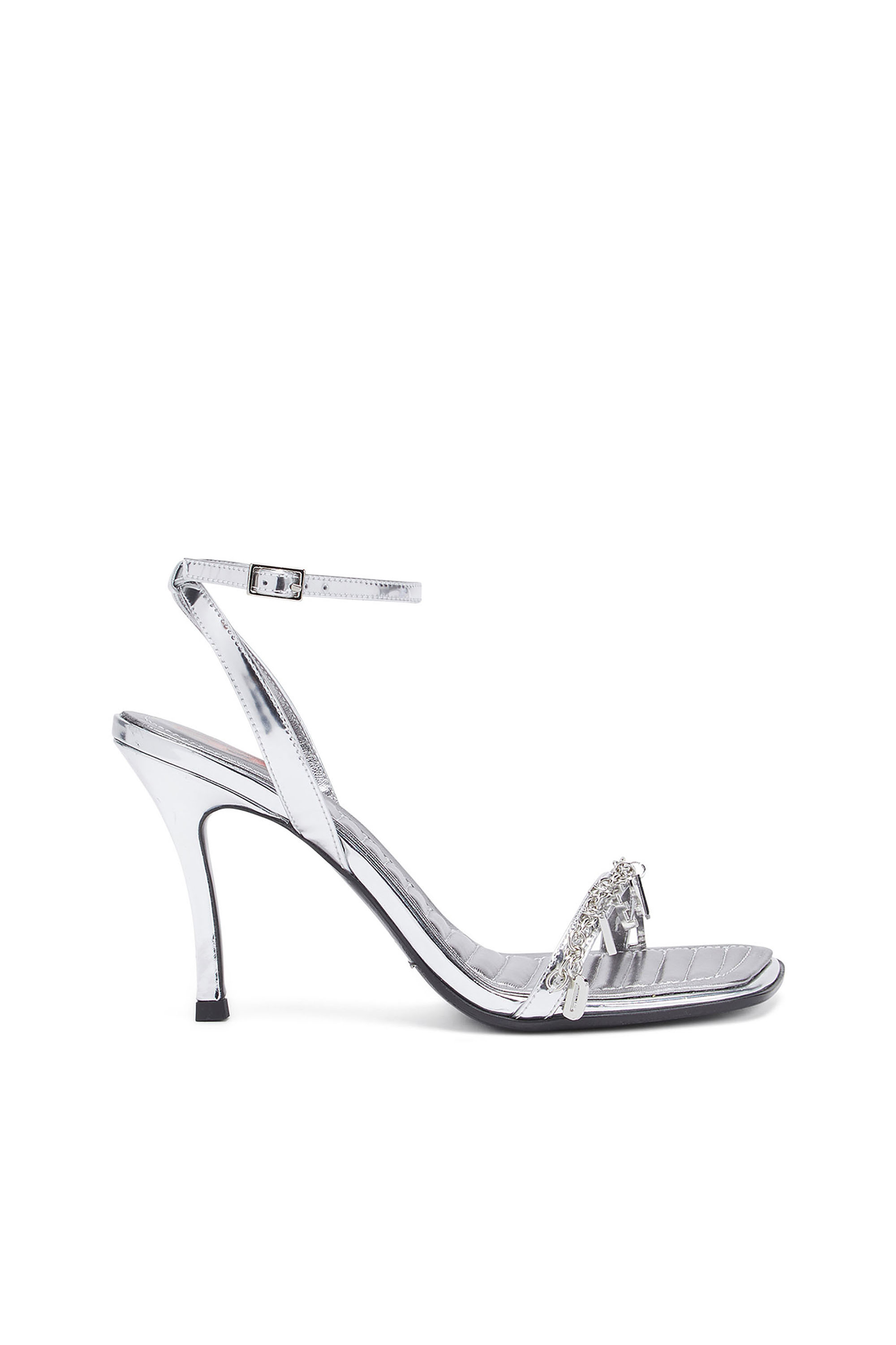 Diesel - D-VINA SDL, Woman D-Vina-Strappy sandals in metallic leather in Silver - Image 1