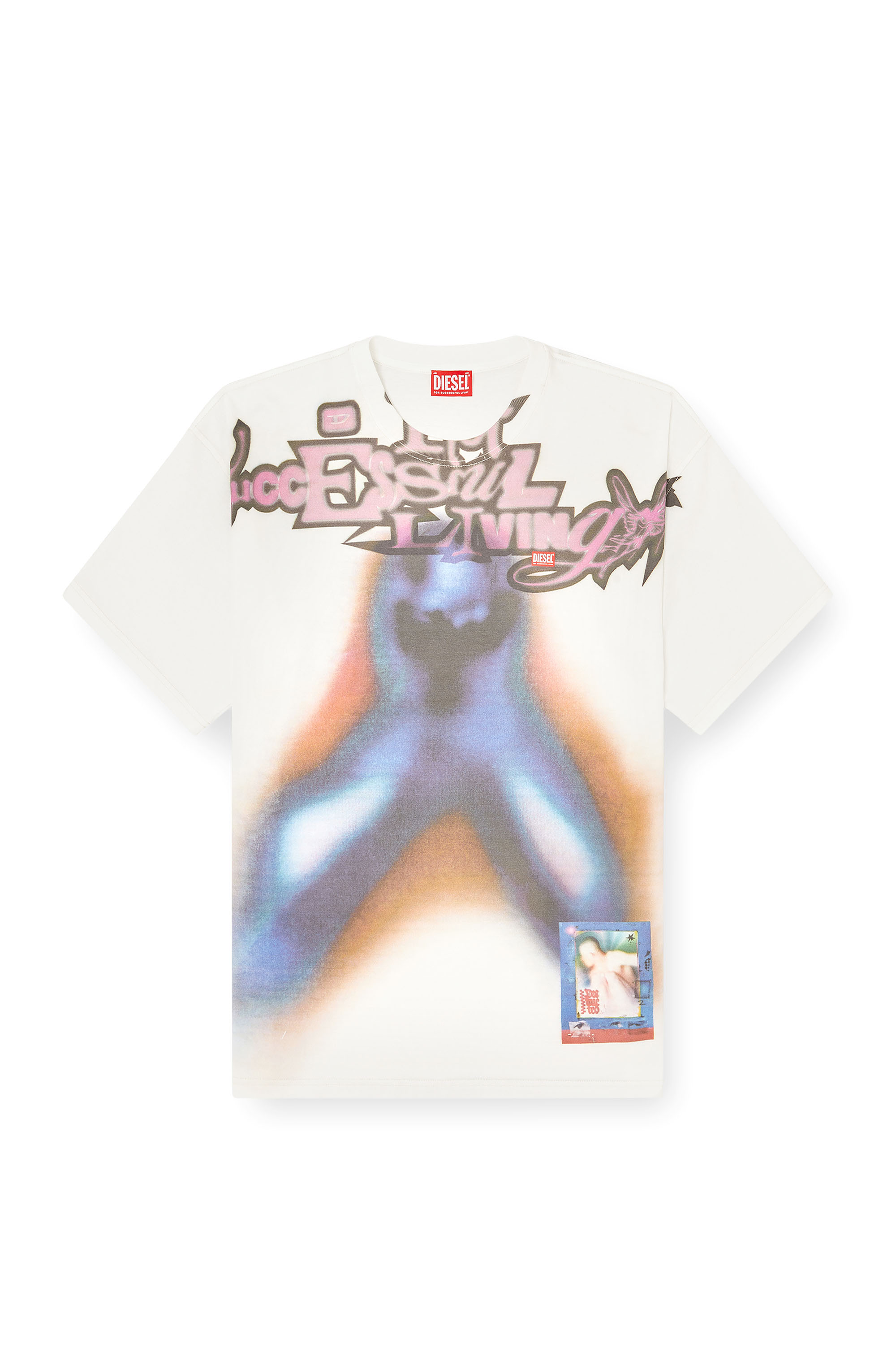 Diesel - T-BOXT-V13, Man's Relaxed cotton T-shirt with digital print in Blue/Orange - 3