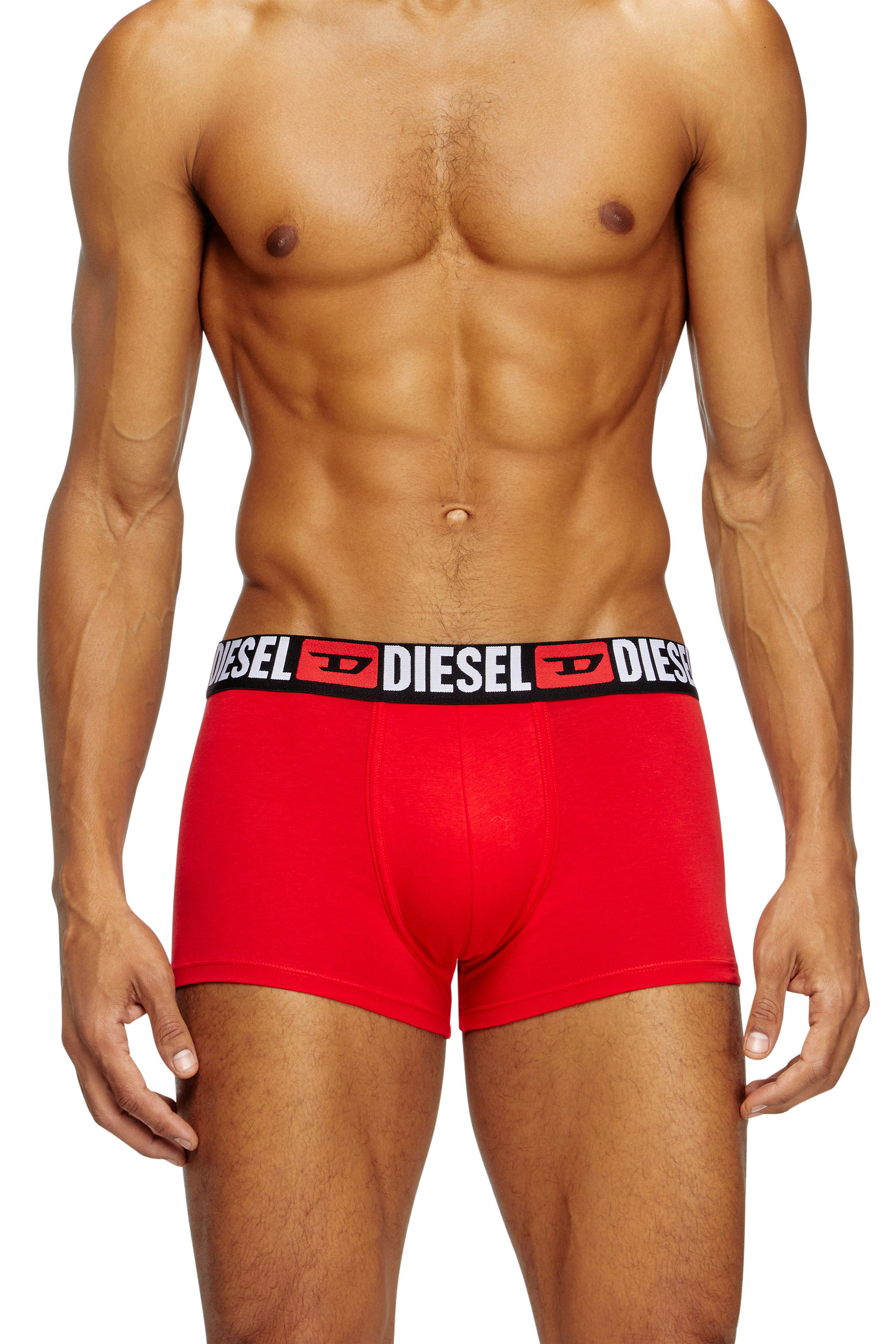 Diesel - UMBX-DAMIENTHREEPACK, Man's Three-pack of all-over logo waist boxers in Red/Grey - 2