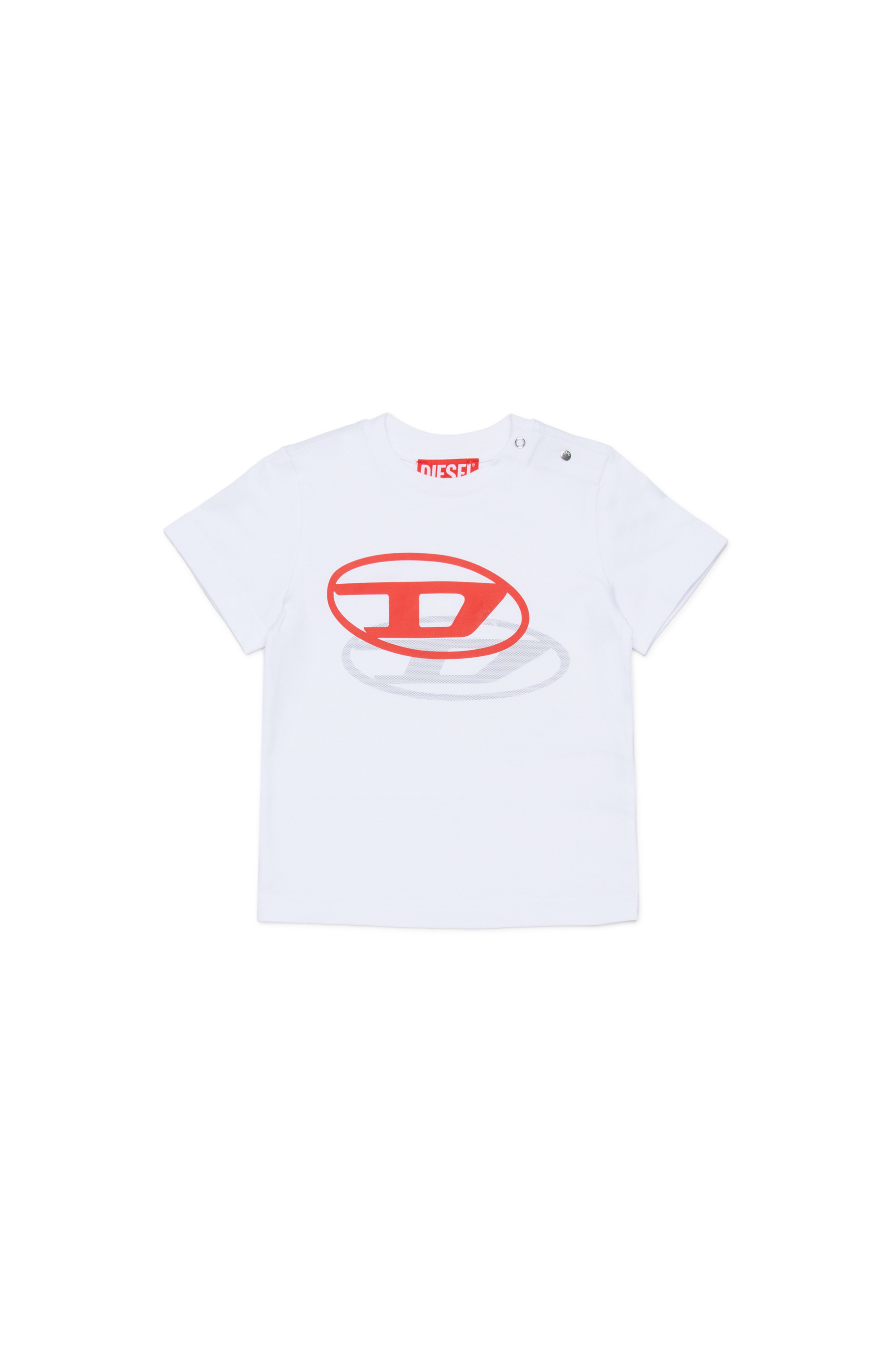 Diesel - TVALEB, Man's Cotton T-shirt with shadow logo in White - 1