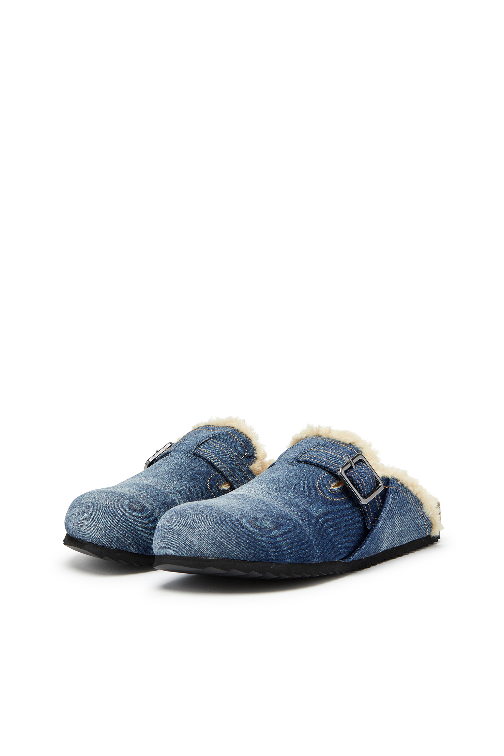 Diesel - D-WOODSTOCK X, Man's D-Woodstock-Denim mules with fluffy lining in Blue - 3