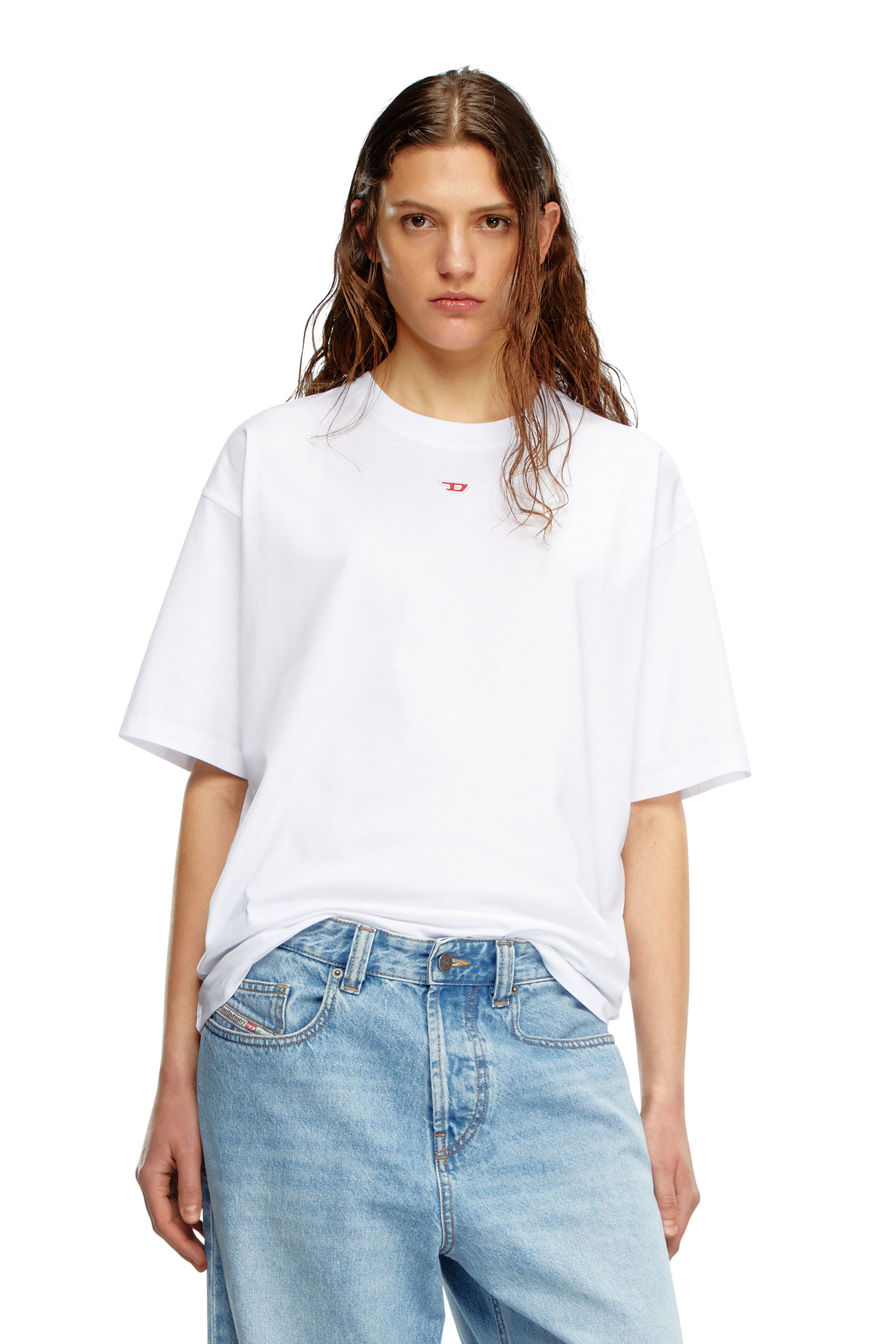 Diesel - T-BOXT-D, Unisex's T-shirt with embroidered D patch in White - 1