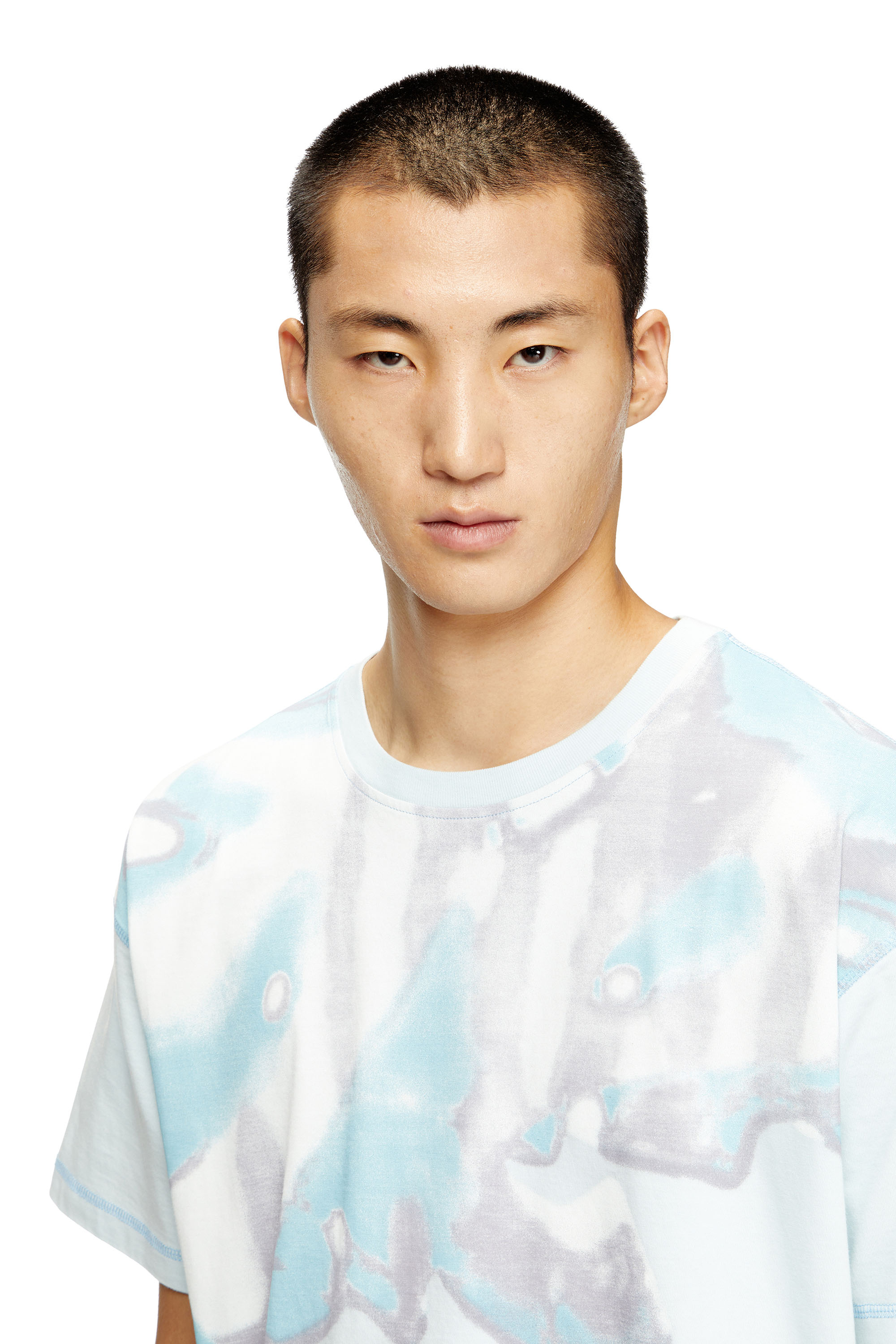 Diesel - T-GASPARD-IHBJ, Man's T-shirt with faded graphic print in Light Blue - 5