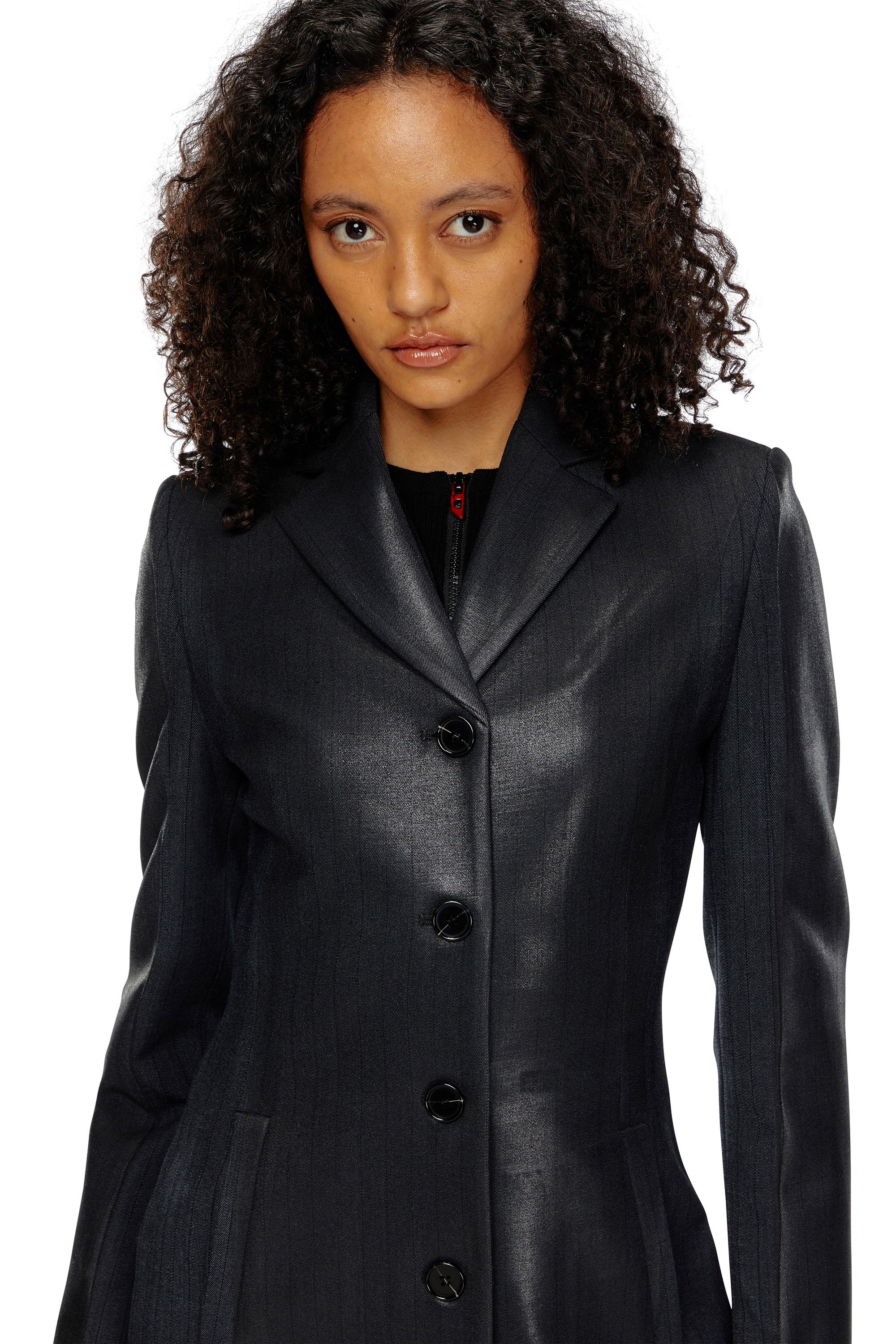 Diesel - G-LAMOUR, Woman Pinstripe jacket with coated front in Black - Image 5