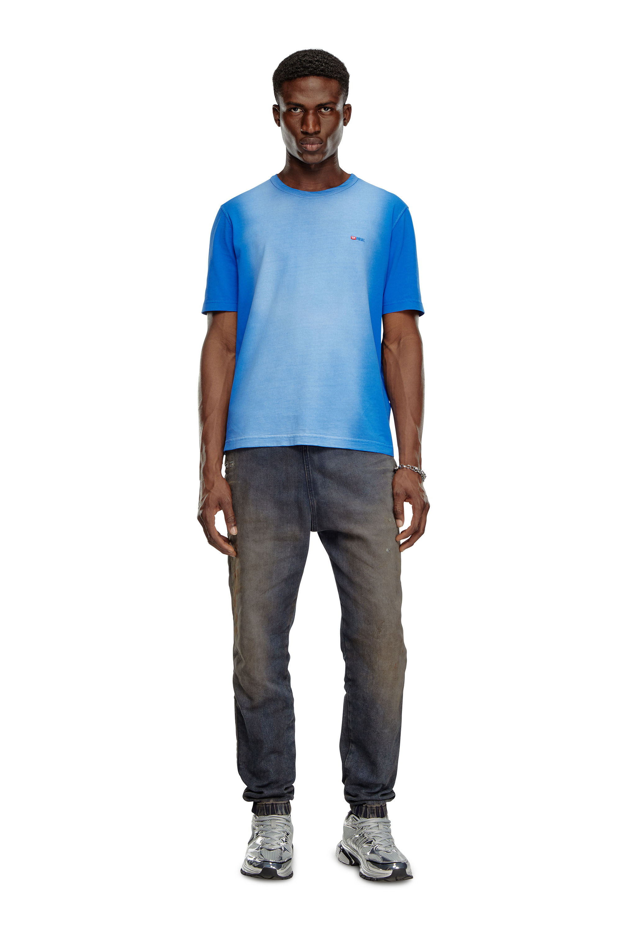 Diesel - T-ADJUST-Q2, Man T-shirt in sprayed cotton jersey in Blue - Image 2