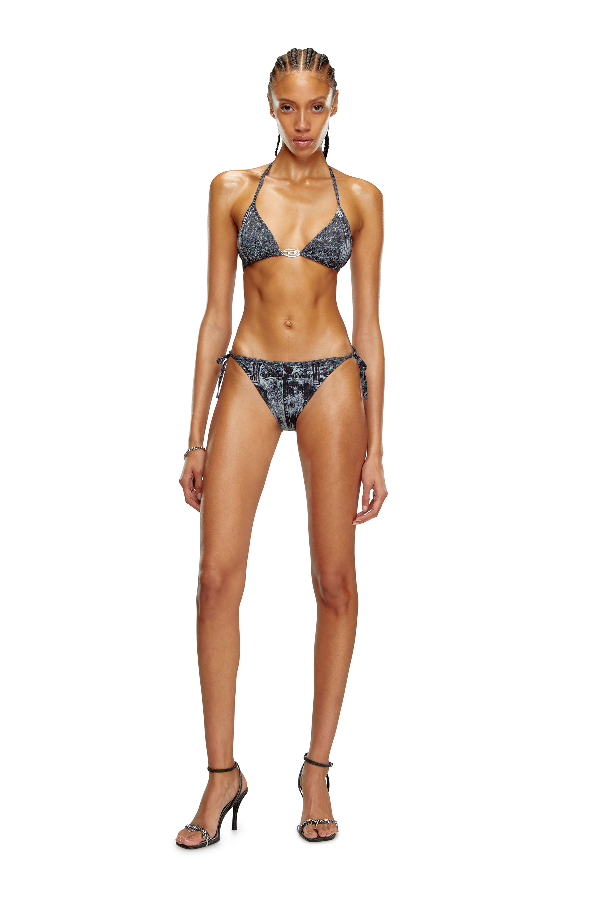 Diesel - BFB-SEES-T, Woman Bikini top with denim print in Black - Image 2