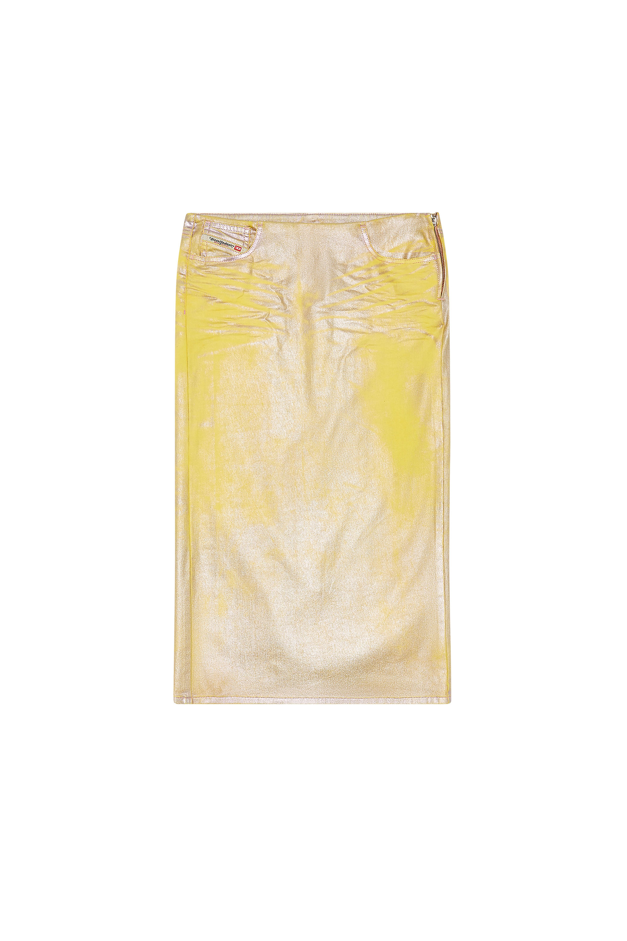 Diesel - DE-PRA-S2, Woman Skirt in bicolour laminated denim in Yellow - Image 5