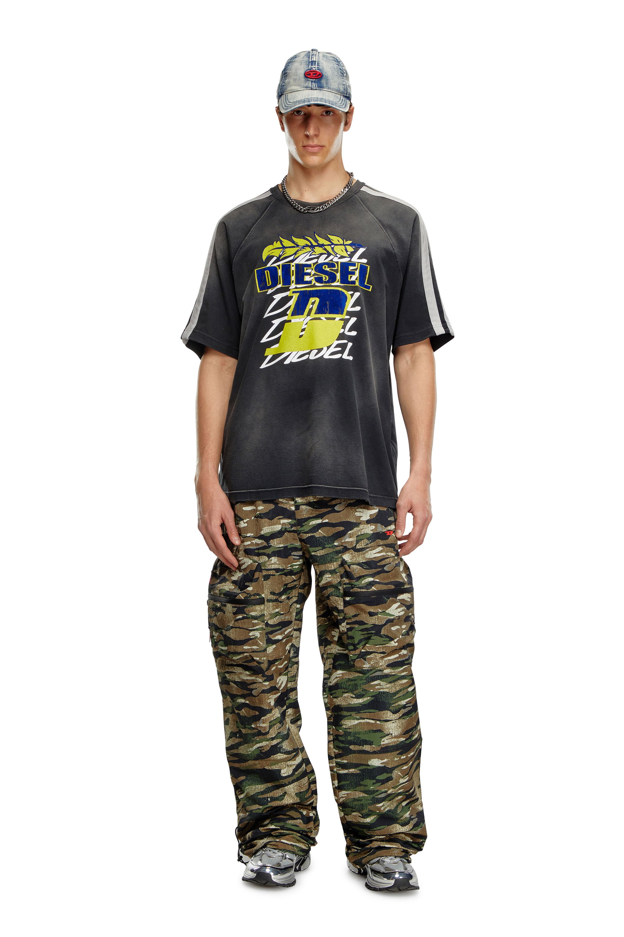 Diesel - AMSB-AMBROSE-WT23, Man Nylon cargo pants with worn camo print in Multicolor - Image 2