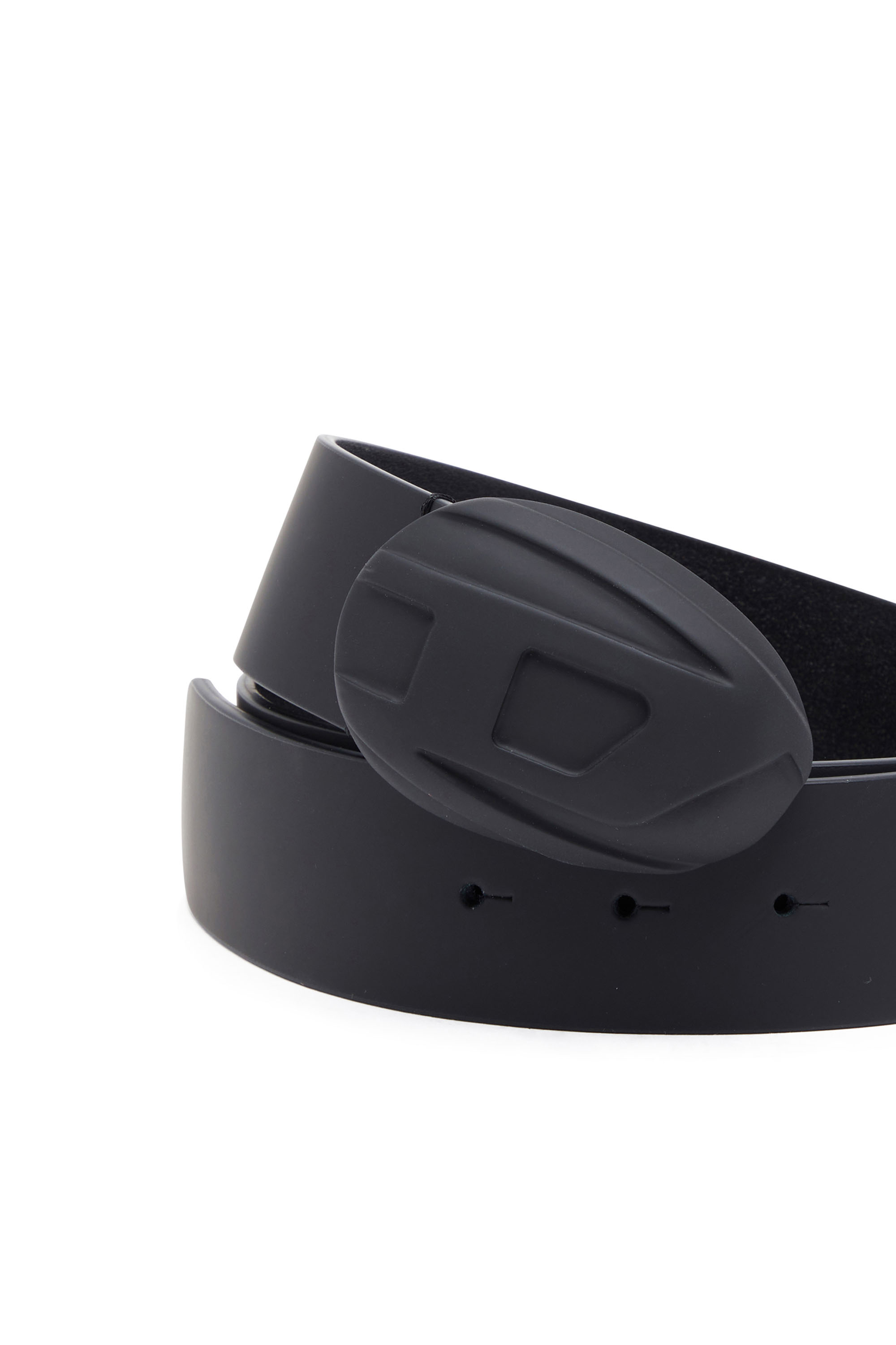 Diesel - B-1DR POD 40, Man Leather belt with hard-shell Oval D buckle in Black - Image 3