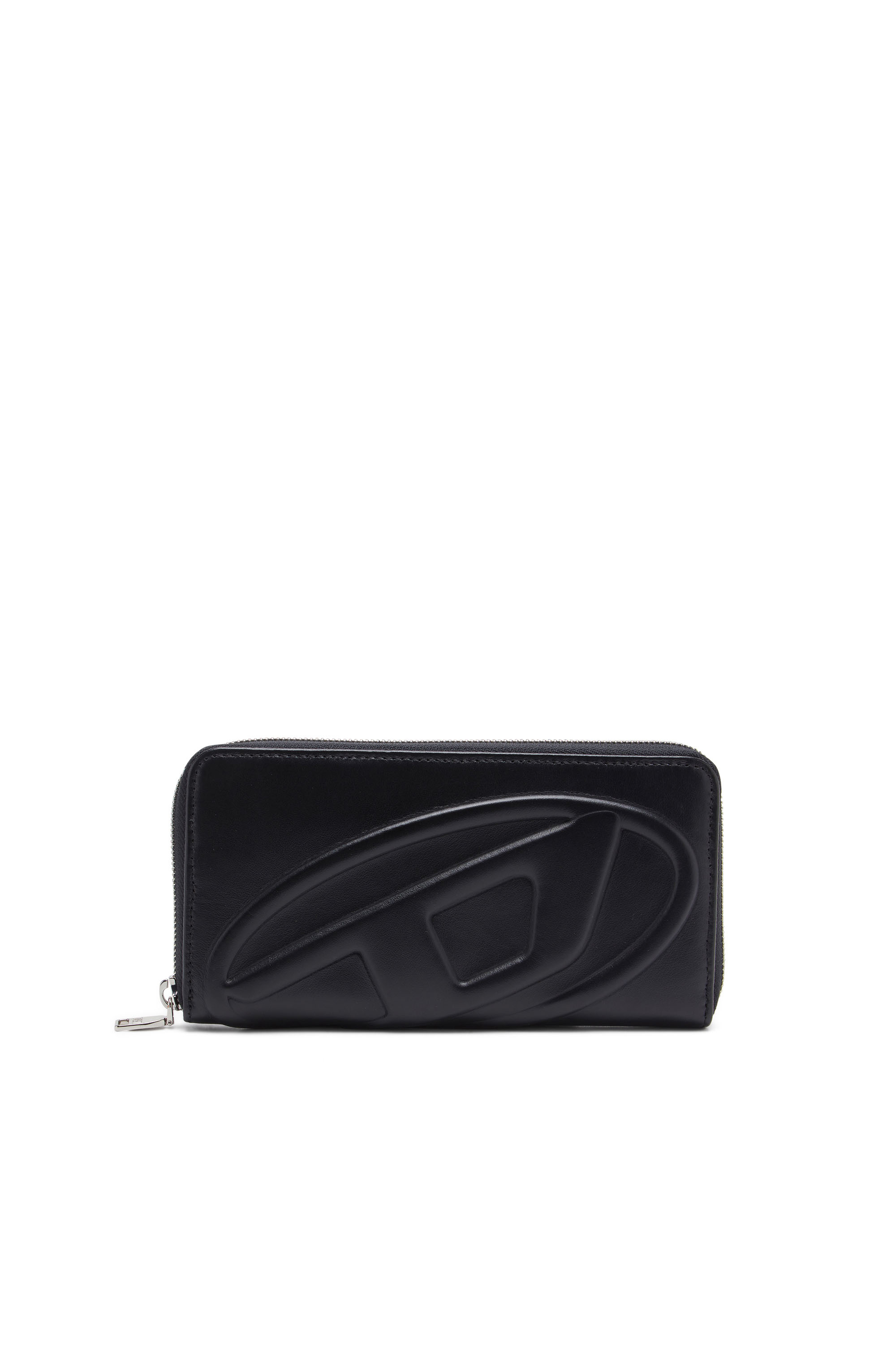 Diesel - 1DR-FOLD CONTINENTAL ZIP L, Woman Long zip wallet with embossed logo in Black - Image 1